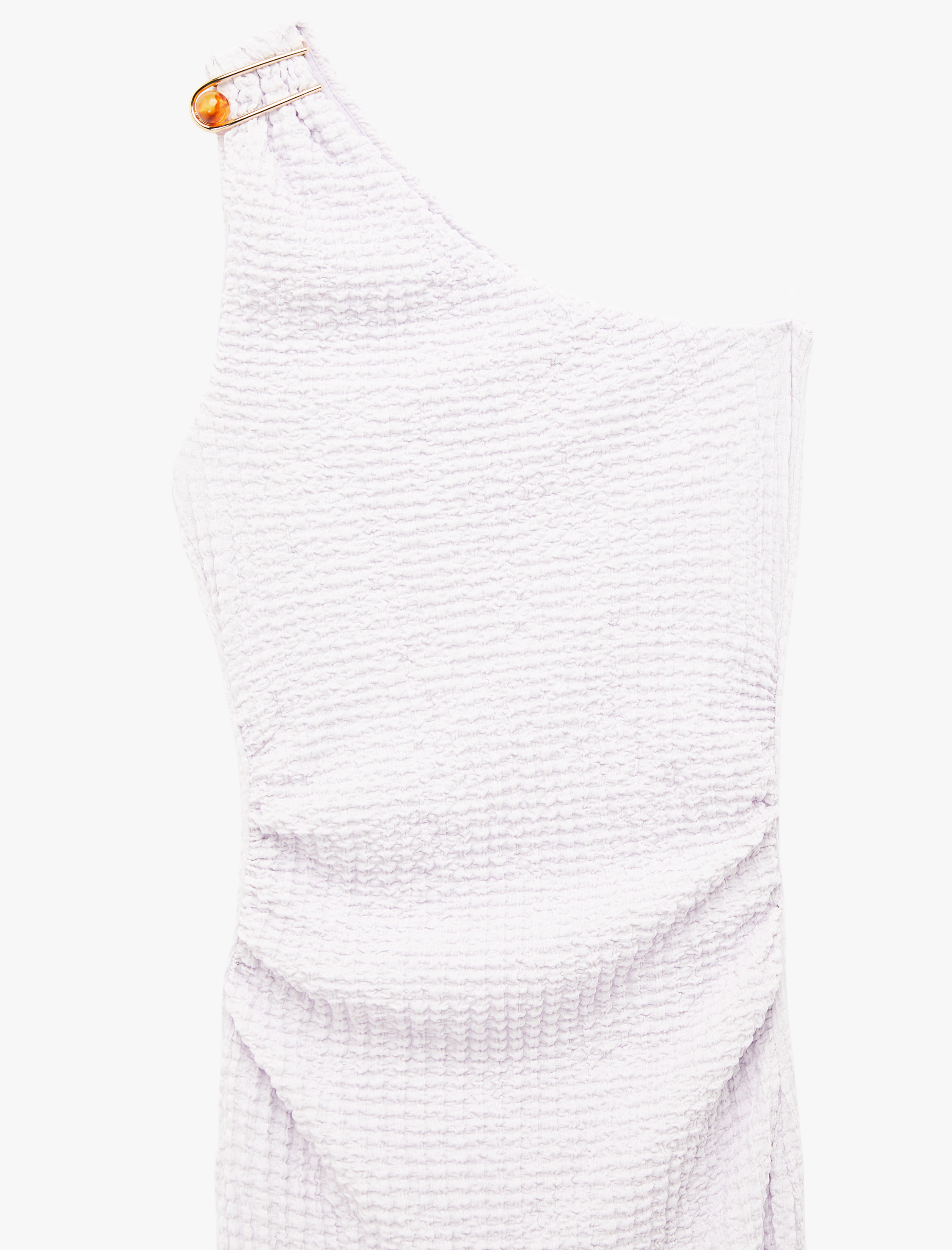   Bürümcük Kumaş Kolsuz Drape Detaylı Tek Omuz Uzun Elbise