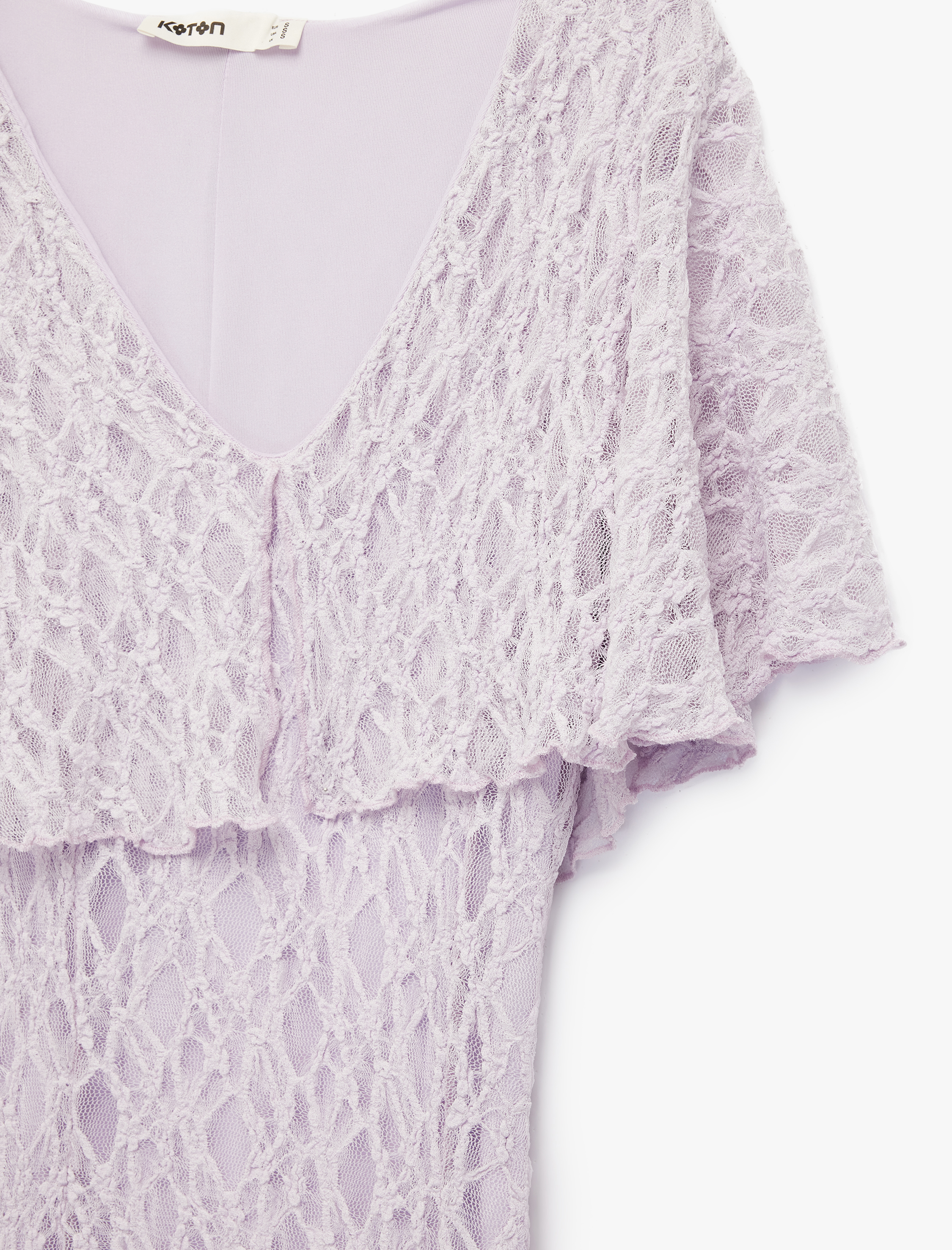   Slim Fit Pelerin Kol V Yaka Uzun Dantel Elbise