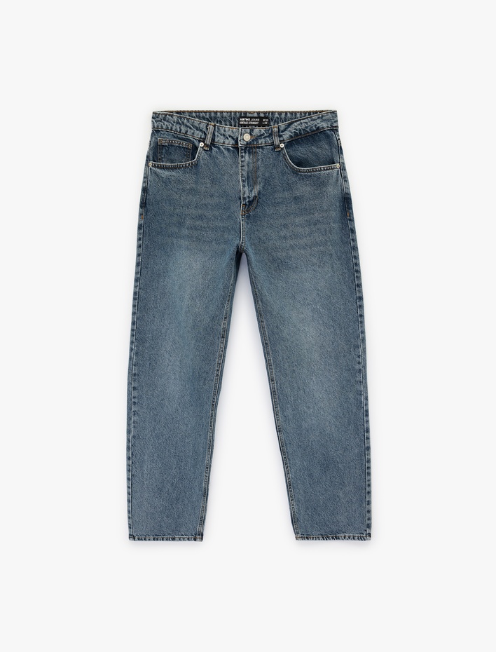  Normal Bel Pamuklu Cepli Vintage Straight Fit Jean Pantolon