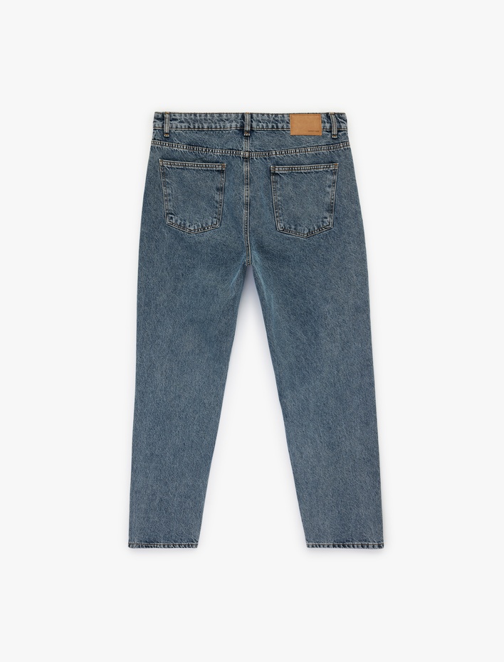  Normal Bel Pamuklu Cepli Vintage Straight Fit Jean Pantolon