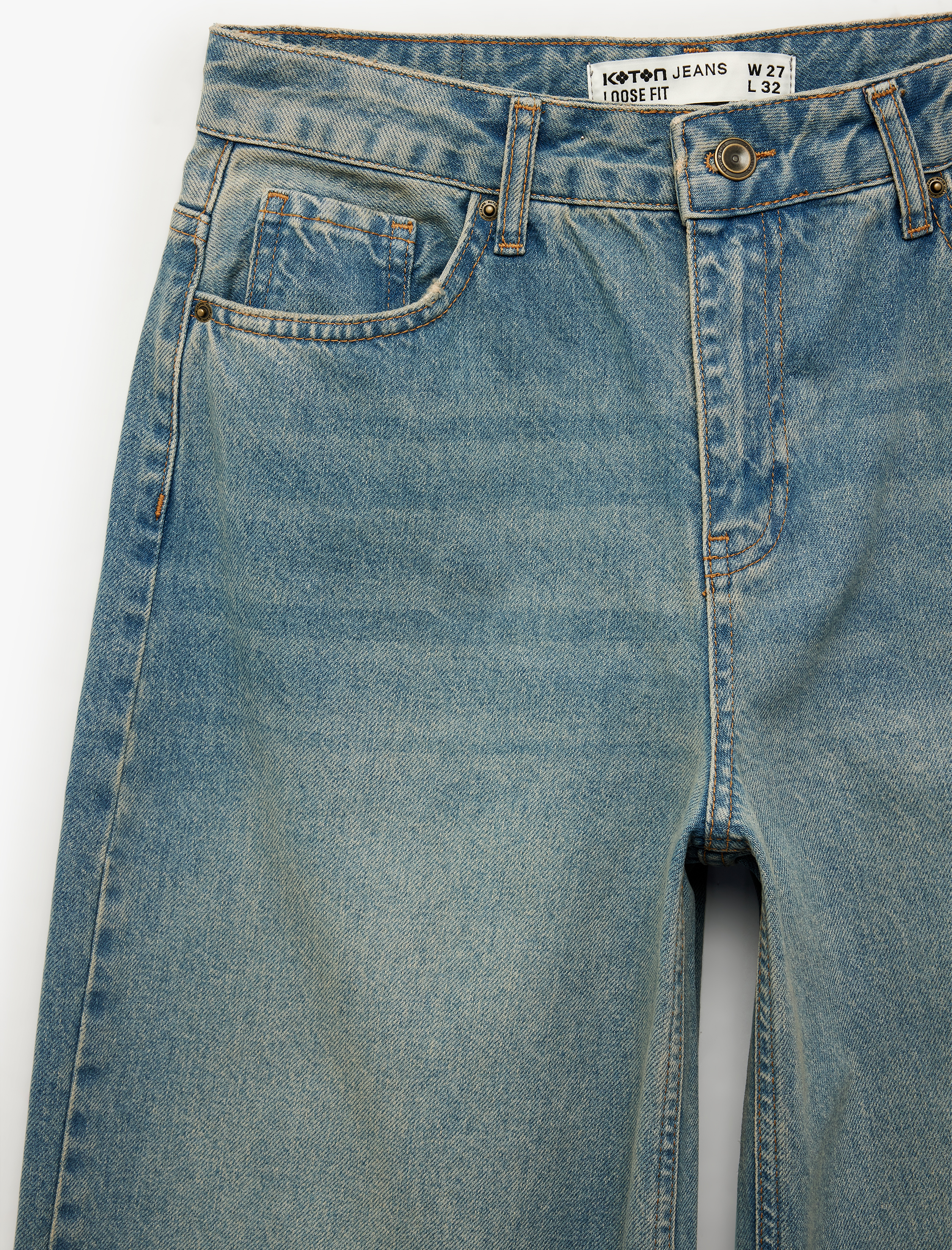   Rahat Kalıp Düz Paça Düğmeli Cepli Denim Pantolon - Loose Straight Fit Jean