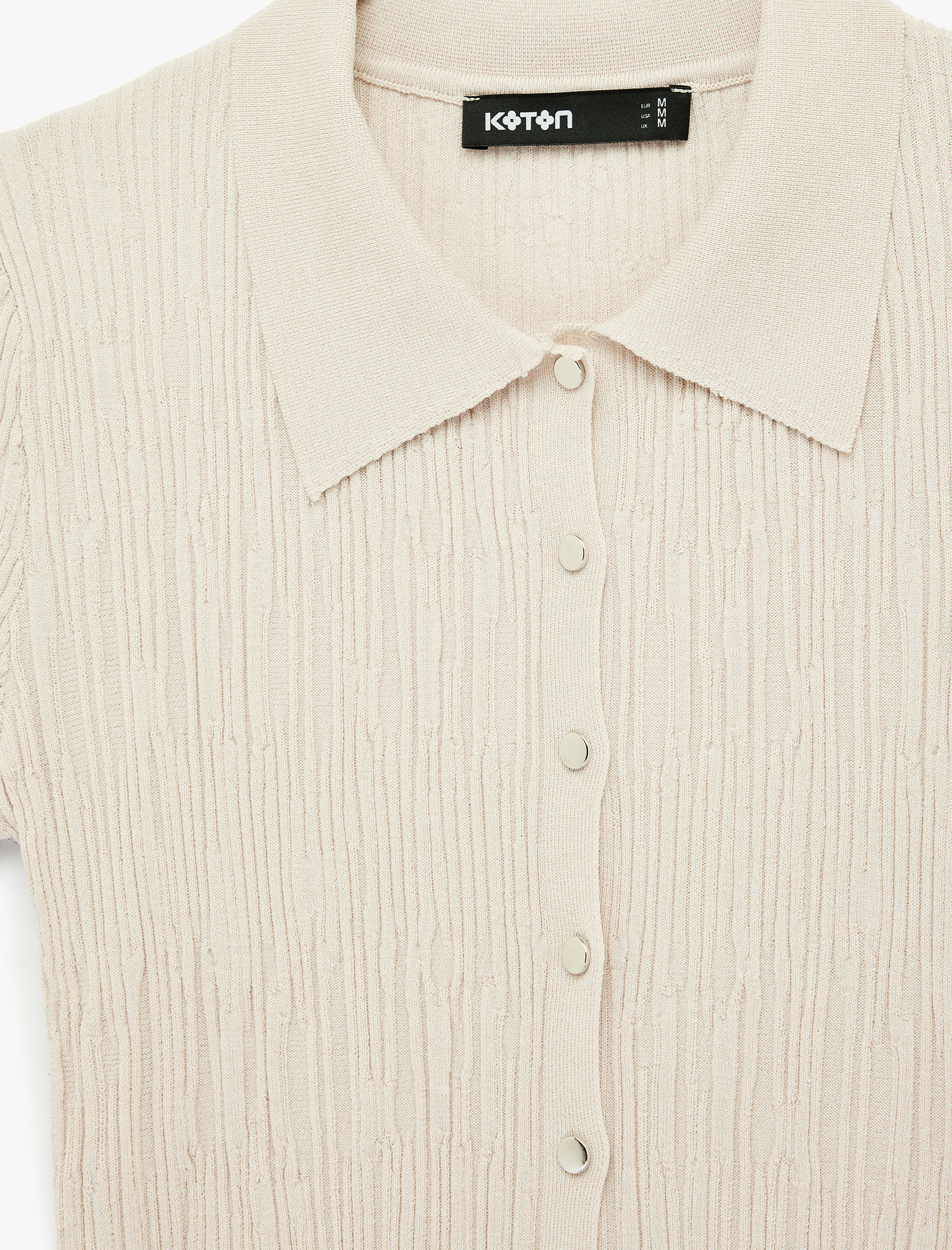   Slim Fit Polo Yaka Kısa Kollu Düğmeli Kazak