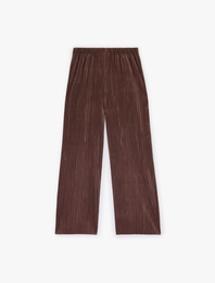 Yüksek Bel Geniş Paça Piliseli Pantolon