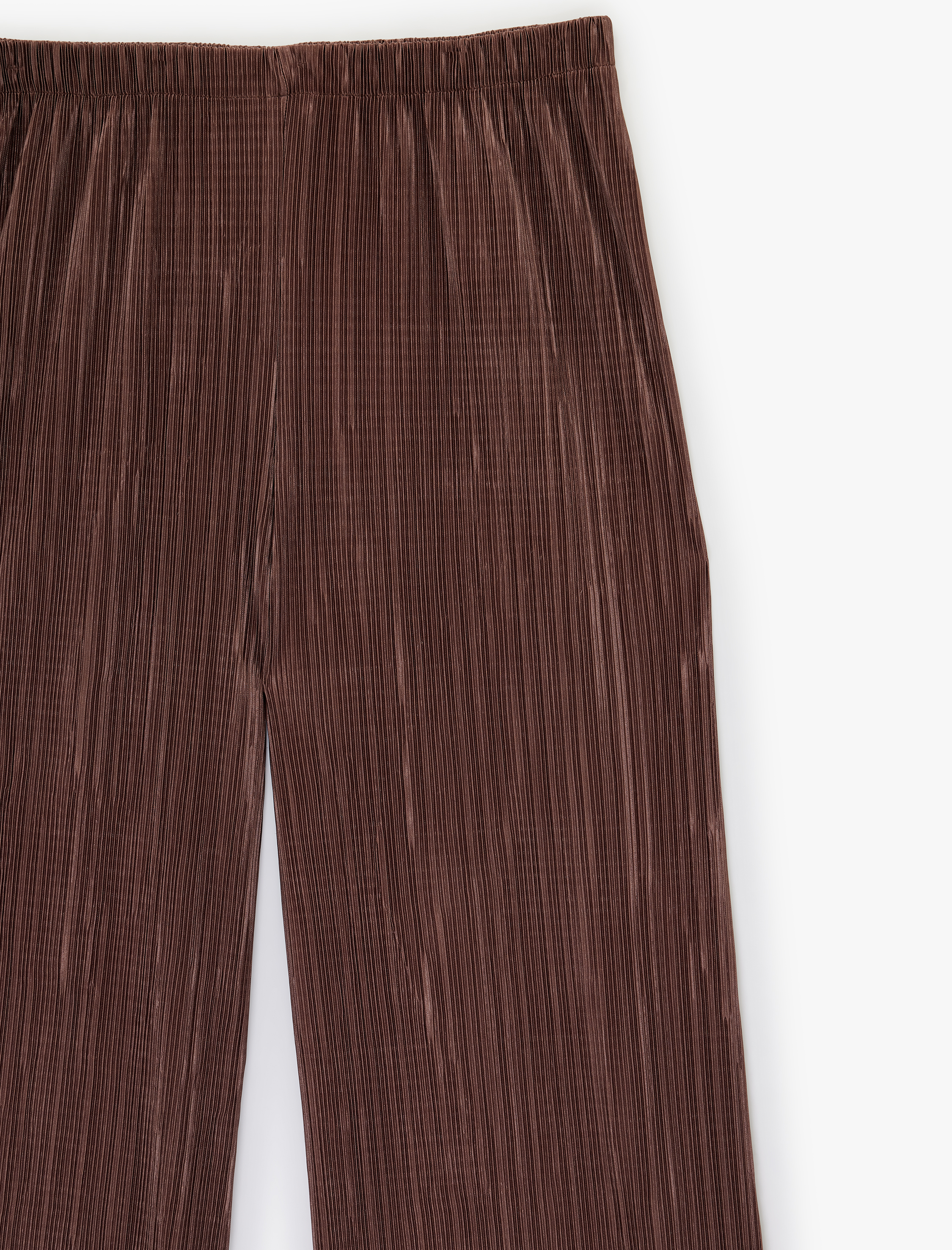   Yüksek Bel Geniş Paça Piliseli Pantolon