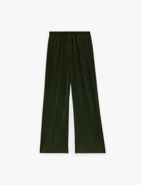 Yüksek Bel Geniş Paça Piliseli Pantolon