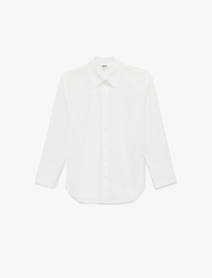  Regular Fit Pamuklu Uzun Kollu Poplin Gömlek