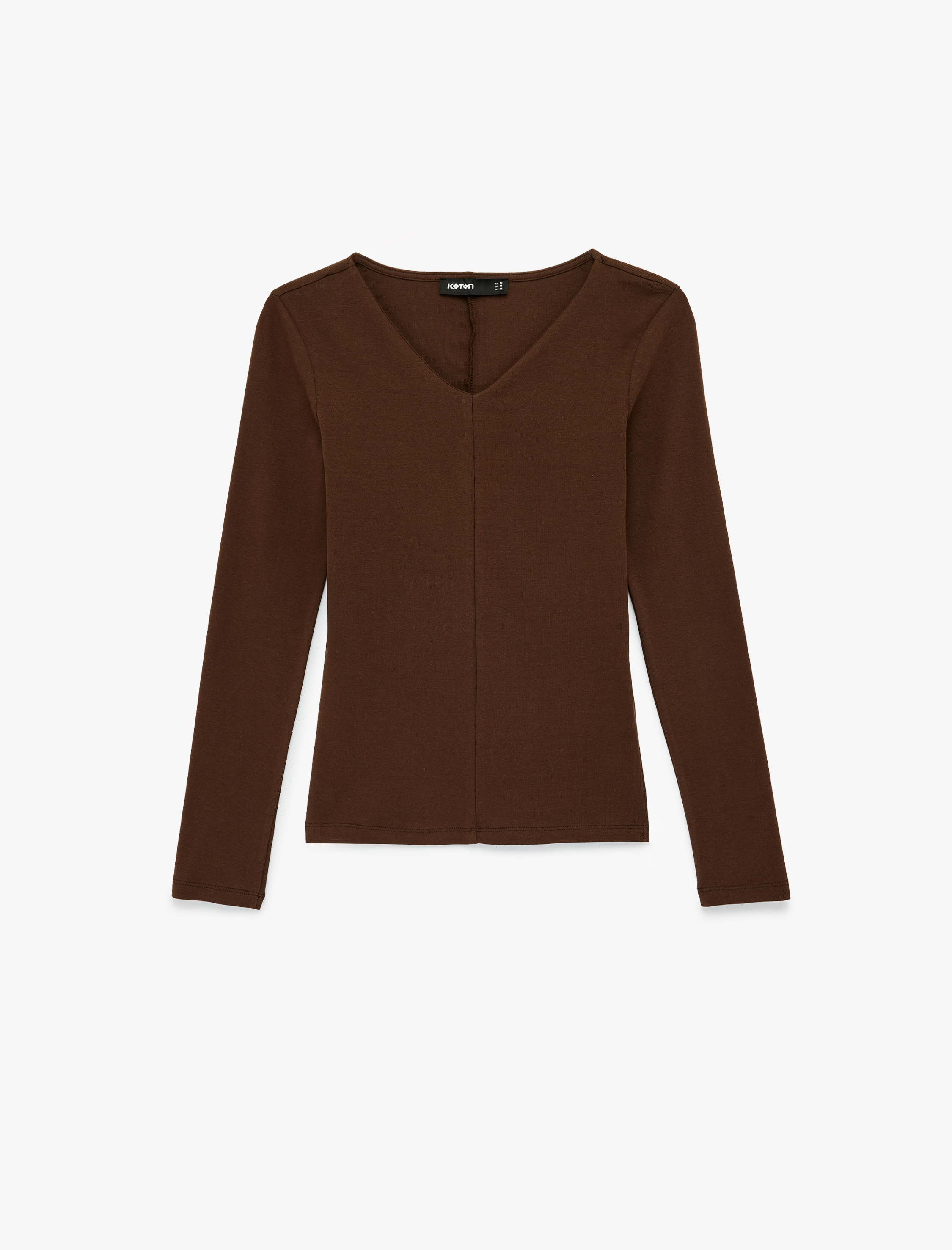   Pamuklu Slim Fit Uzun Kollu V Yaka Tişört