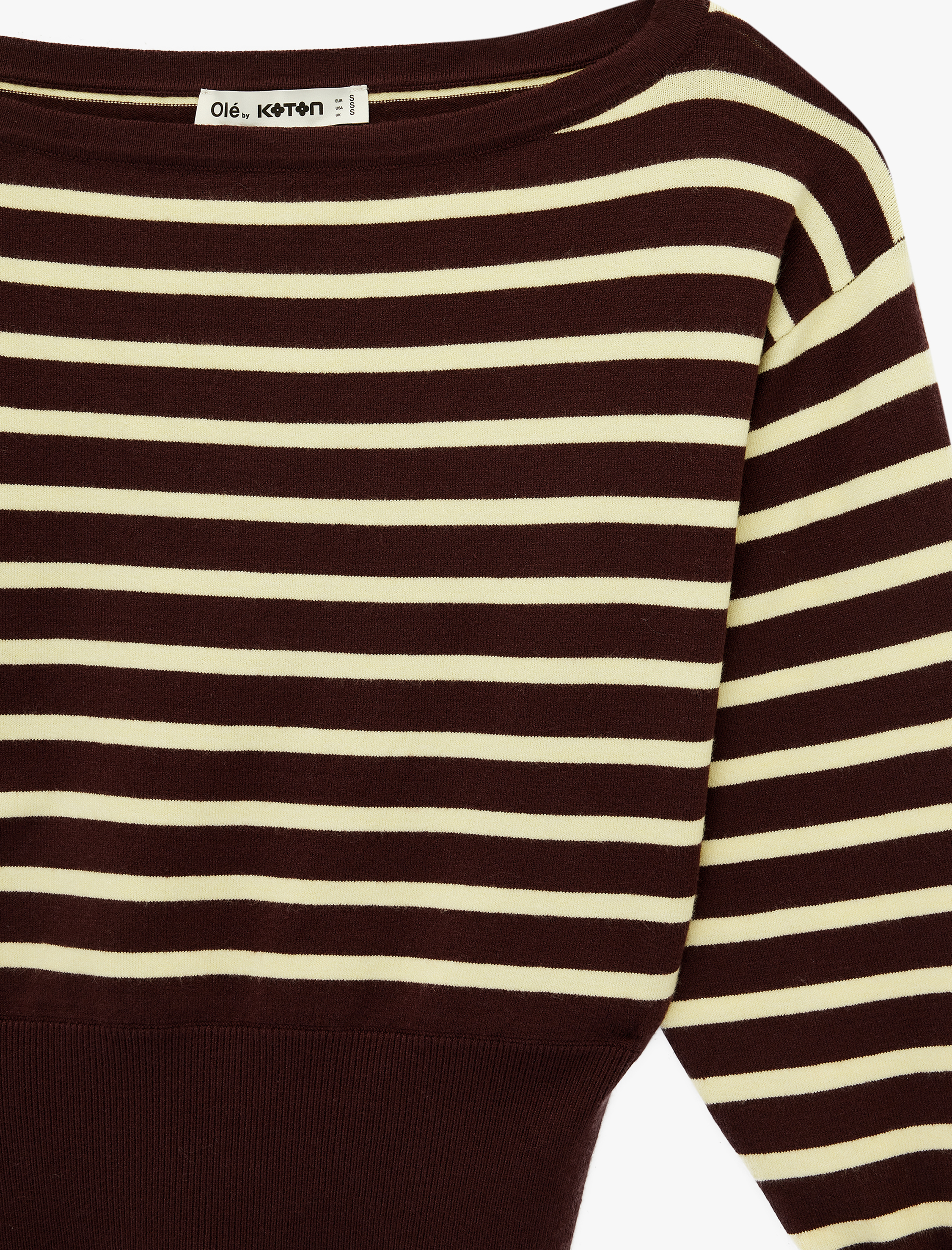   Viskon Karışımlı Uzun Kollu Kayık Yaka Triko Kazak