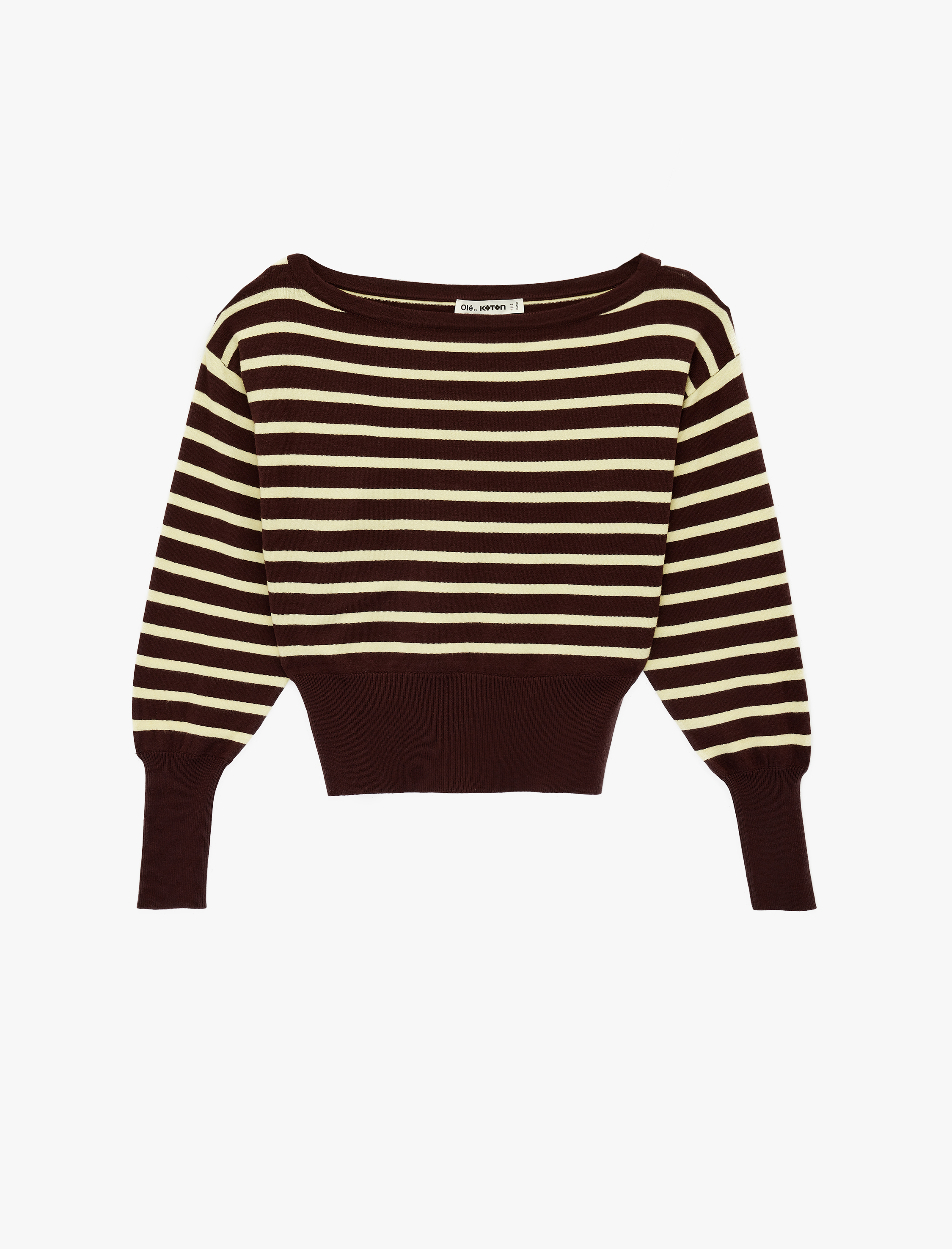   Viskon Karışımlı Uzun Kollu Kayık Yaka Triko Kazak