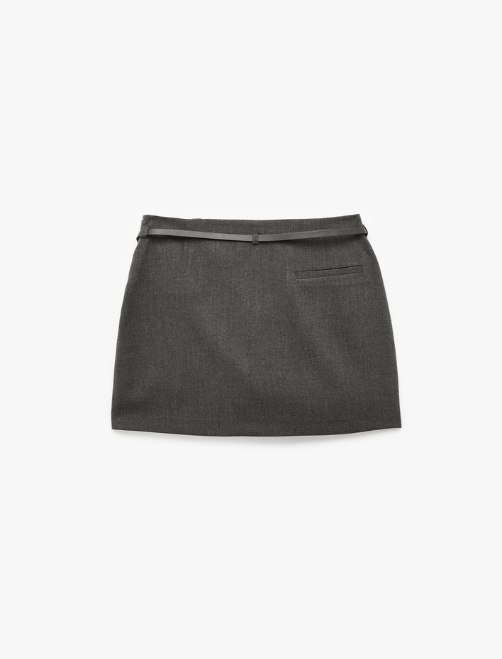  Standart Bel Kemerli Şortlu Mini Etek