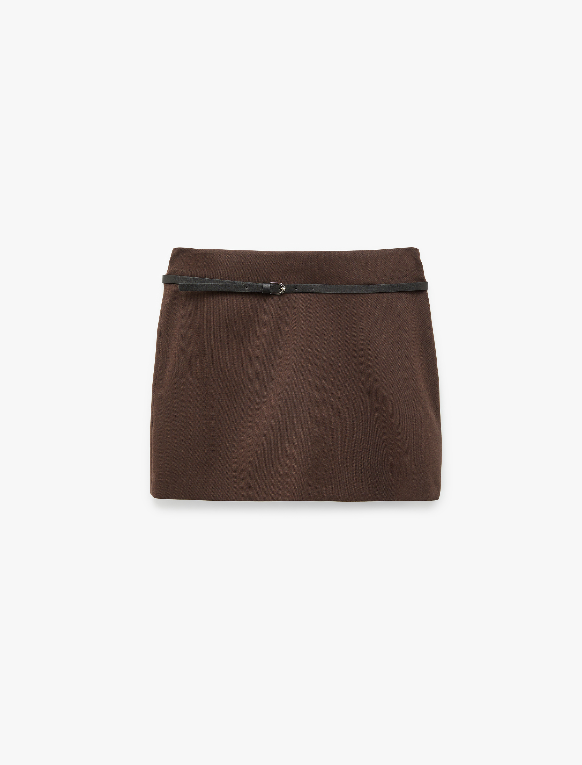   Standart Bel Kemerli Şortlu Mini Etek