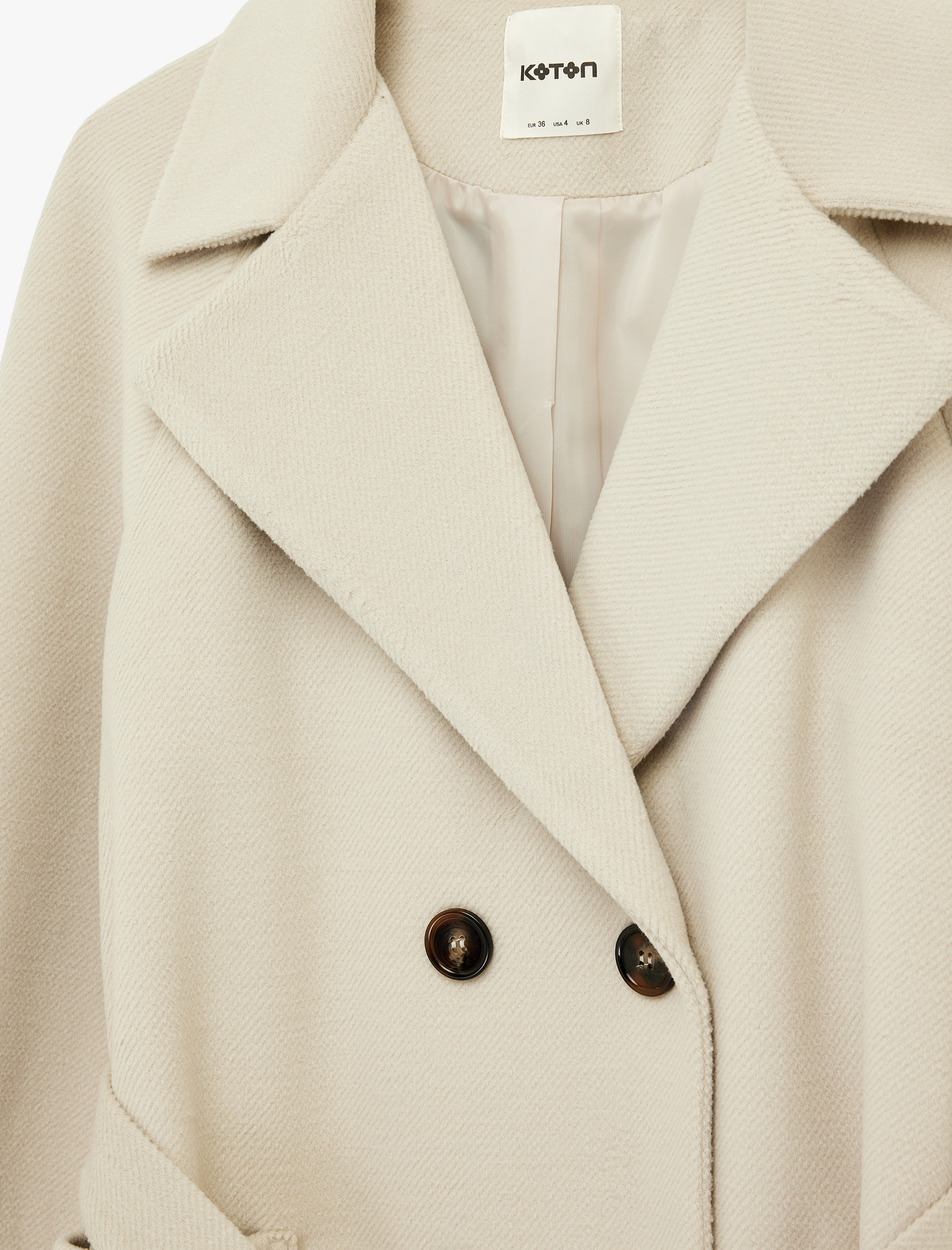   Kruvaze Trenç Kaban Kaşe Kemerli Cepli Düğmeli