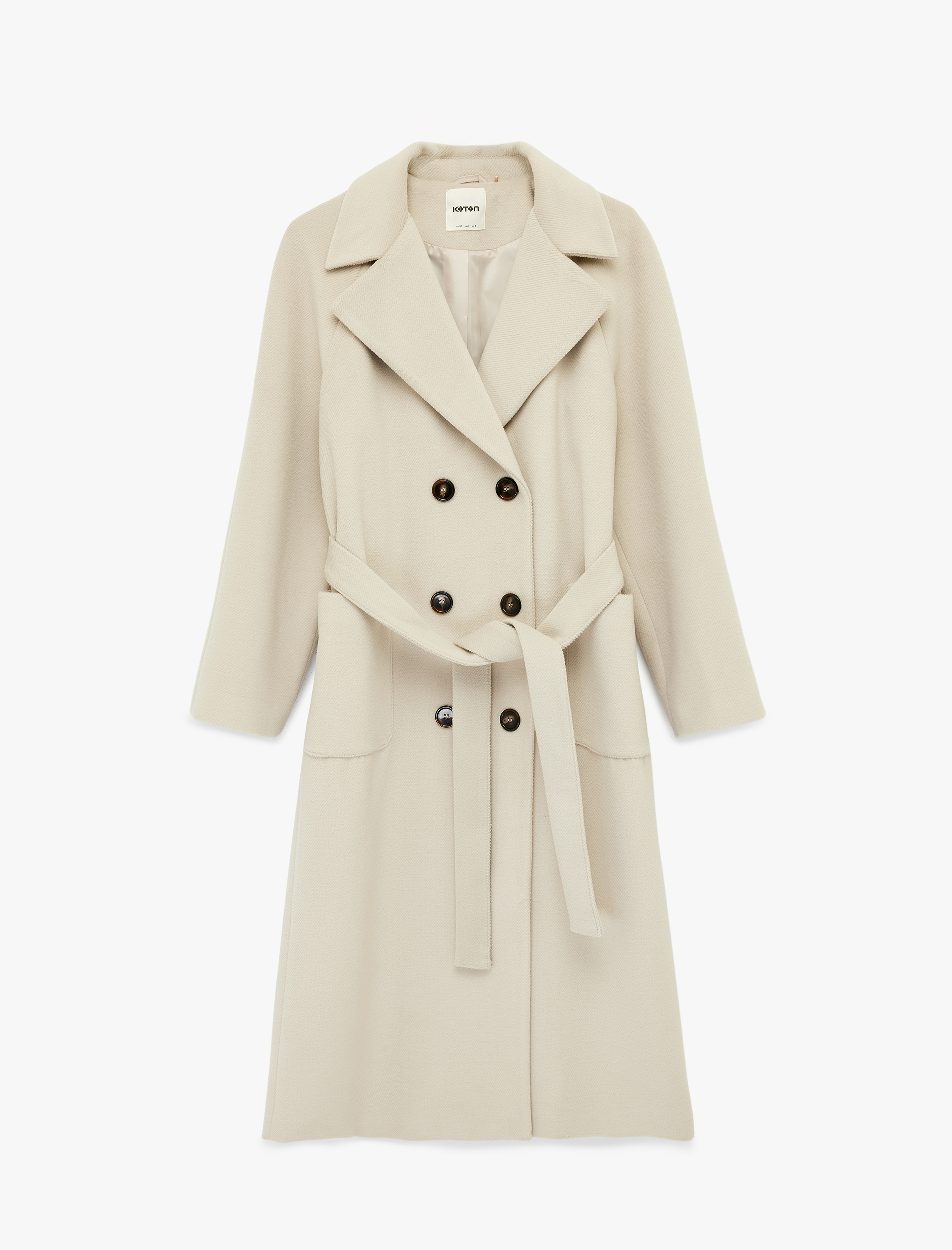   Kruvaze Trenç Kaban Kaşe Kemerli Cepli Düğmeli