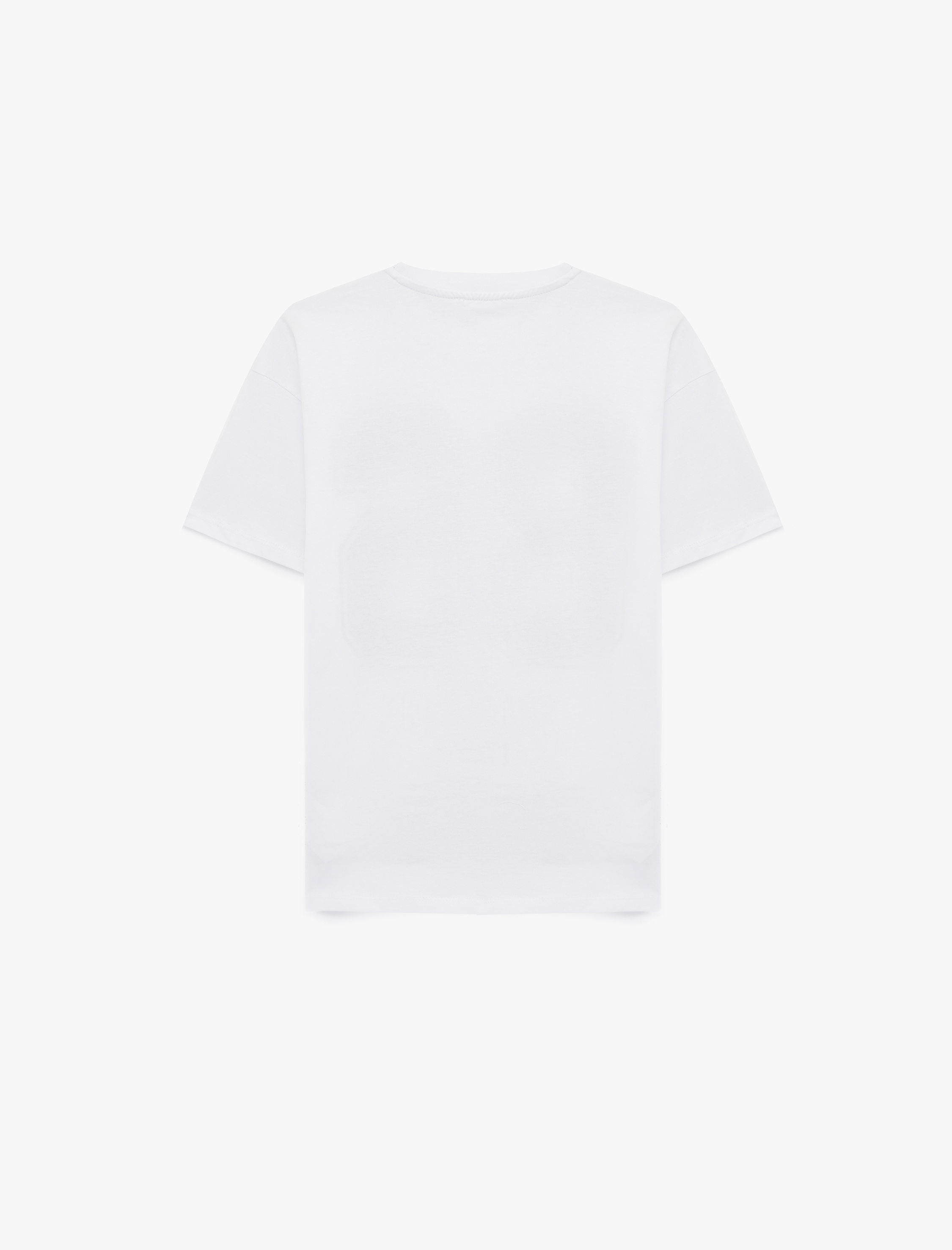   Kısa Kollu Bisiklet Yaka Baskılı Oversize Tişört