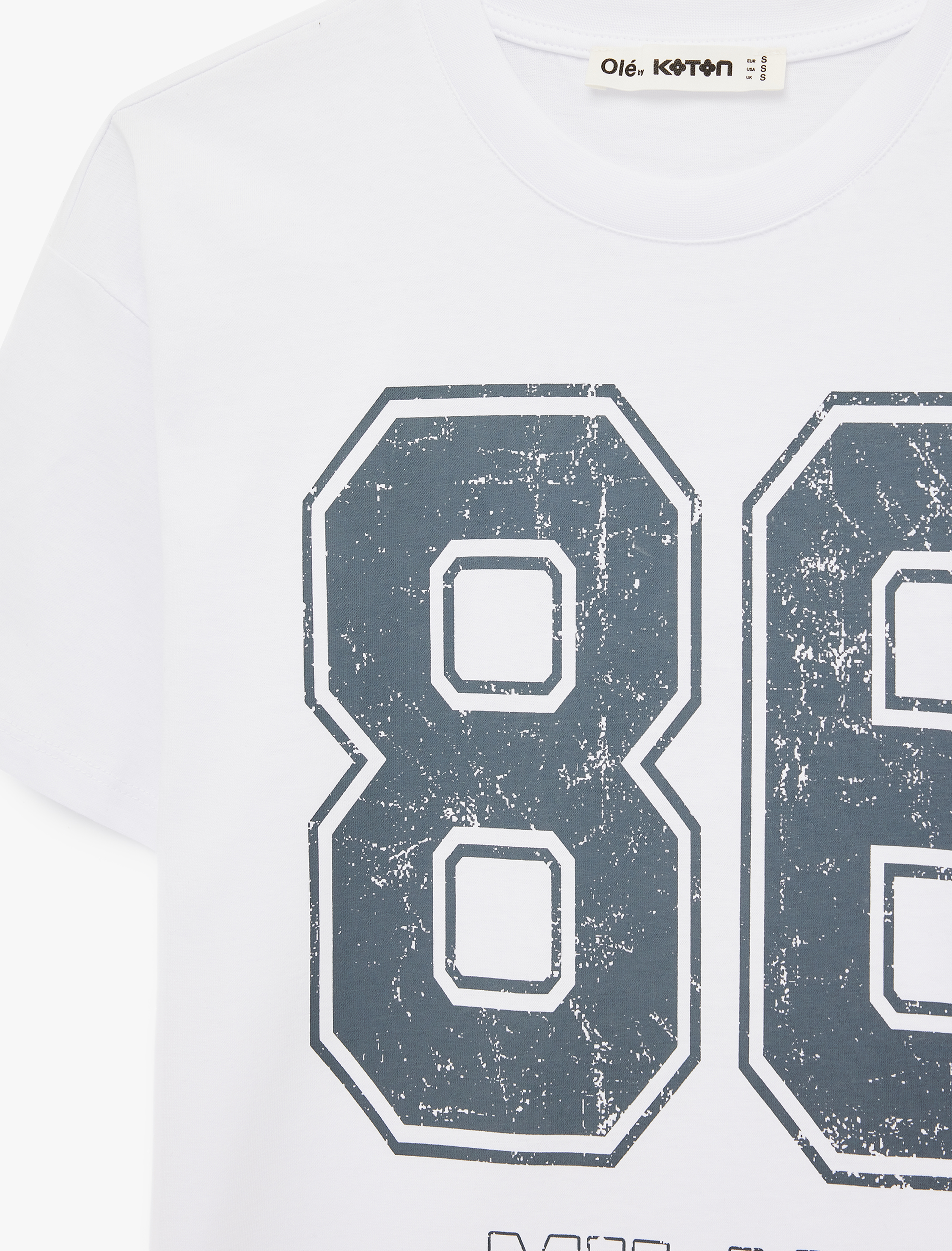   Kısa Kollu Bisiklet Yaka Baskılı Oversize Tişört