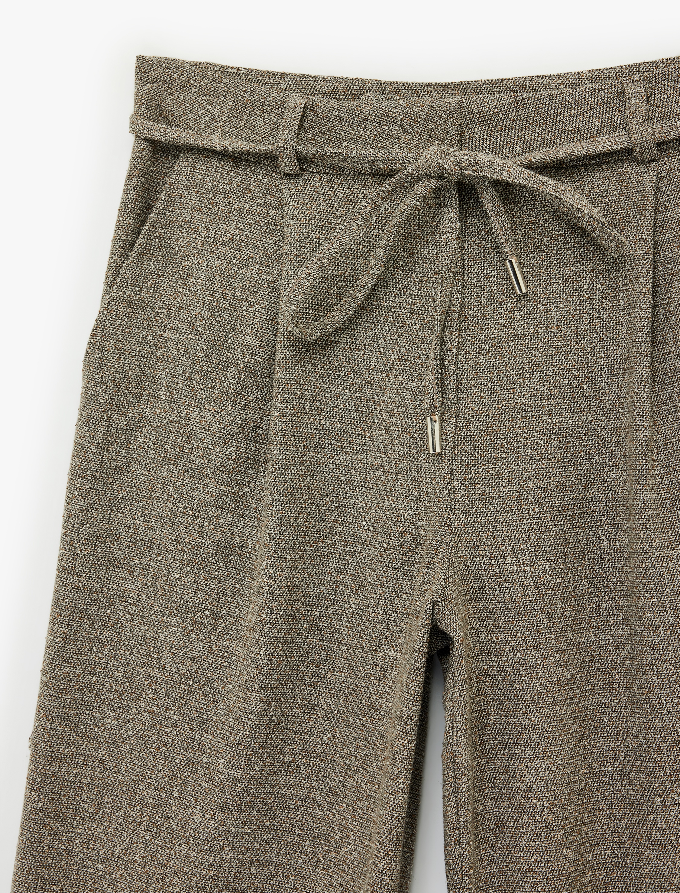   Bağlama Detaylı Geniş Paça Cepli Pantolon