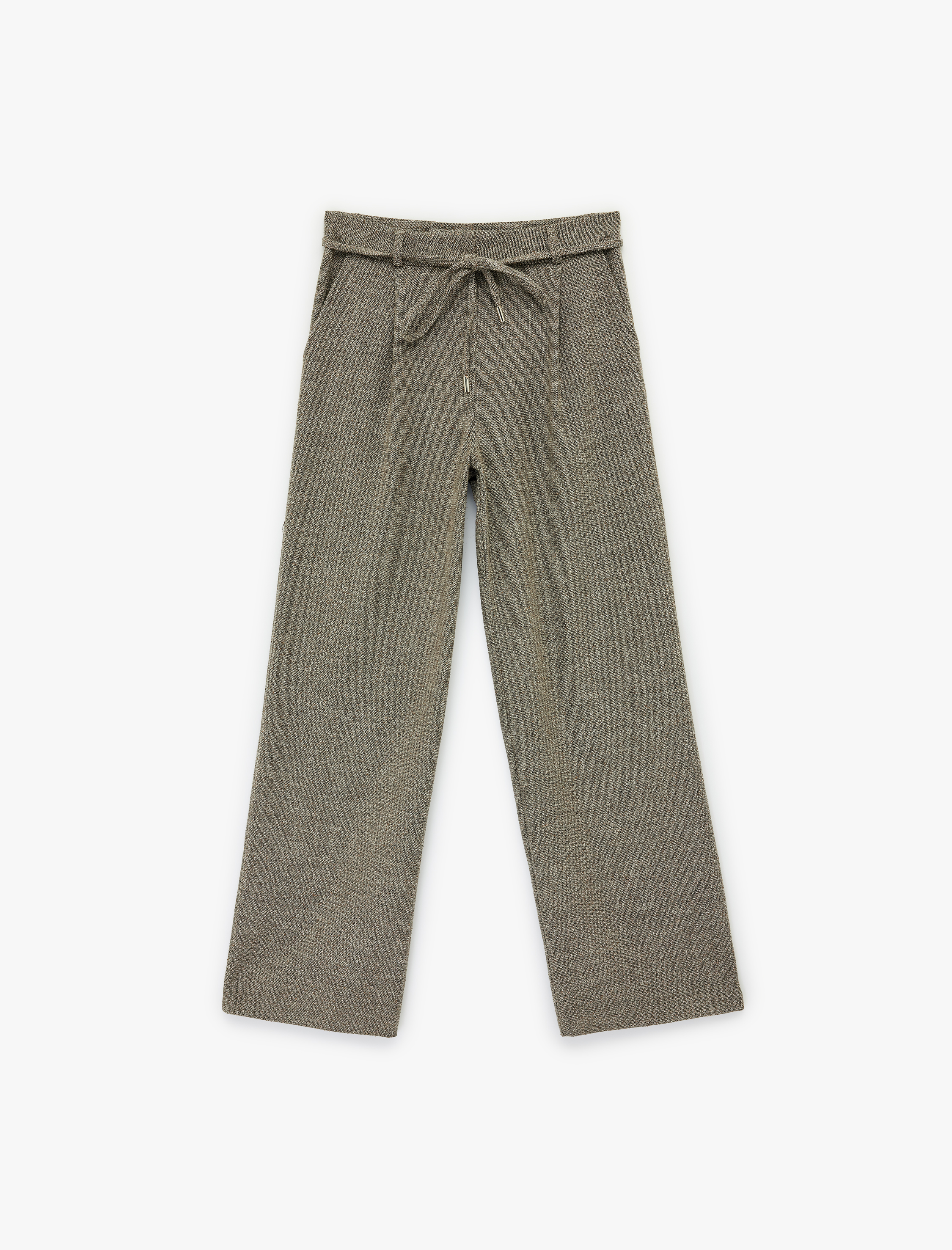   Bağlama Detaylı Geniş Paça Cepli Pantolon