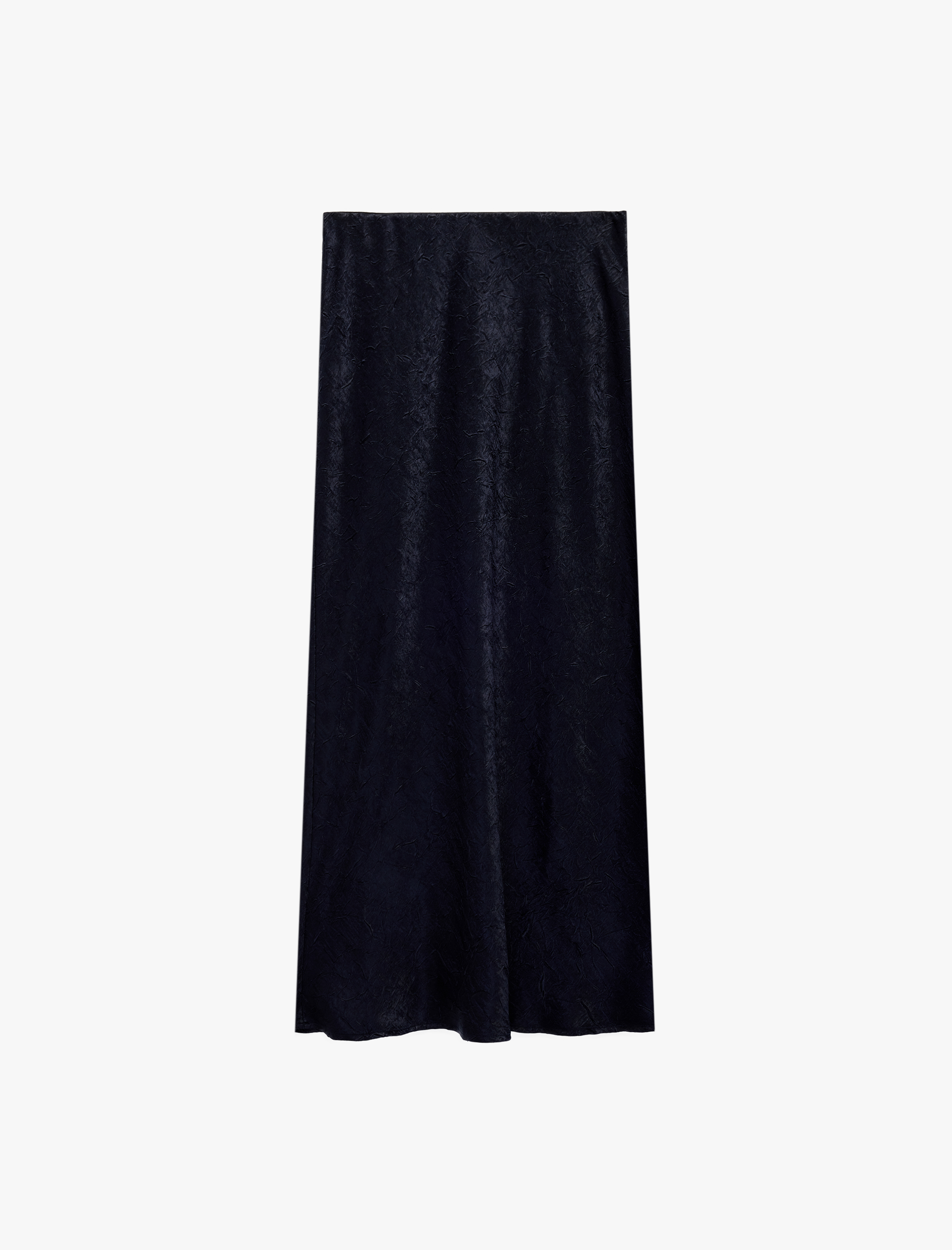   Balık Kesim Dokulu Midi Saten Etek