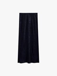 Balık Kesim Dokulu Midi Saten Etek