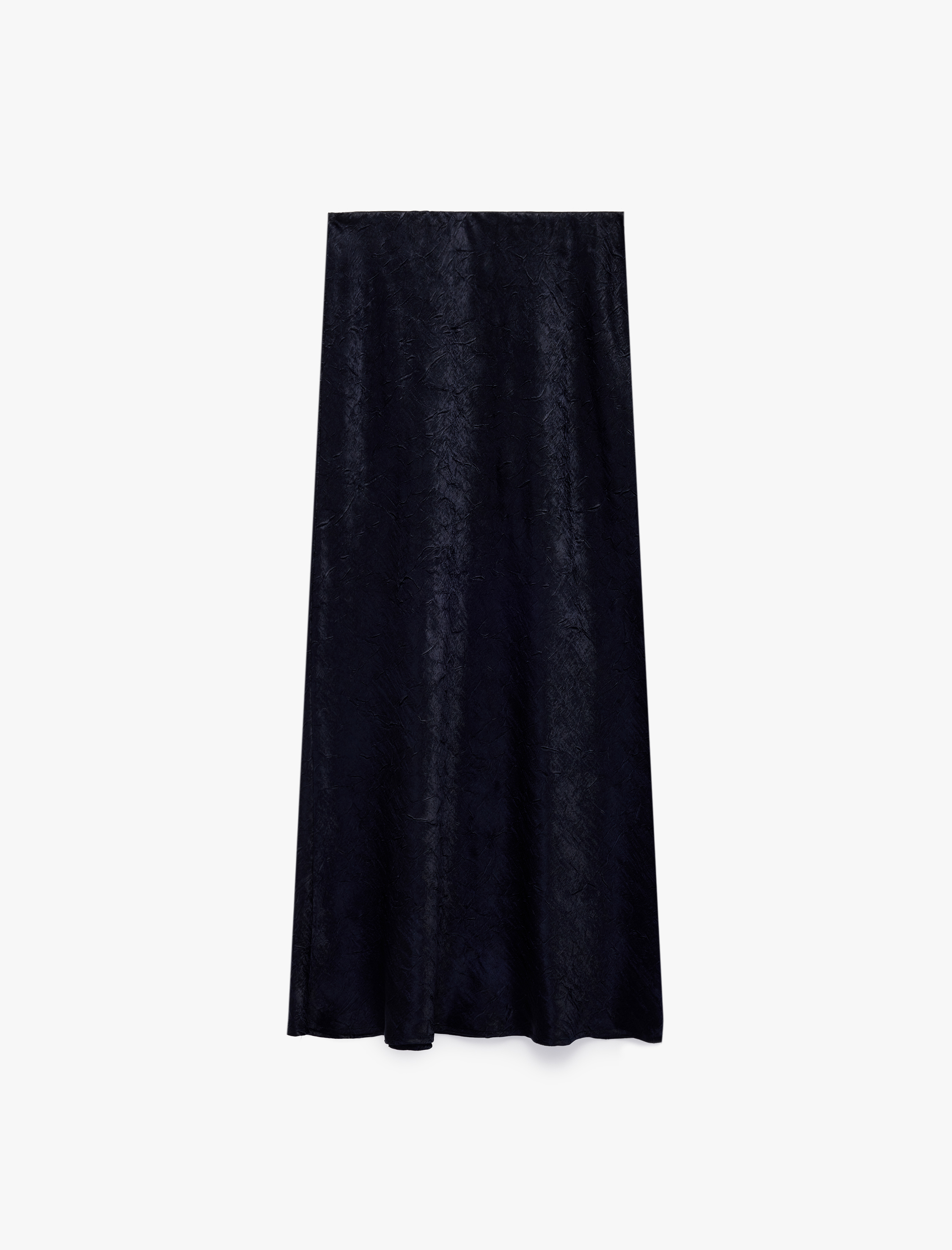   Balık Kesim Dokulu Midi Saten Etek