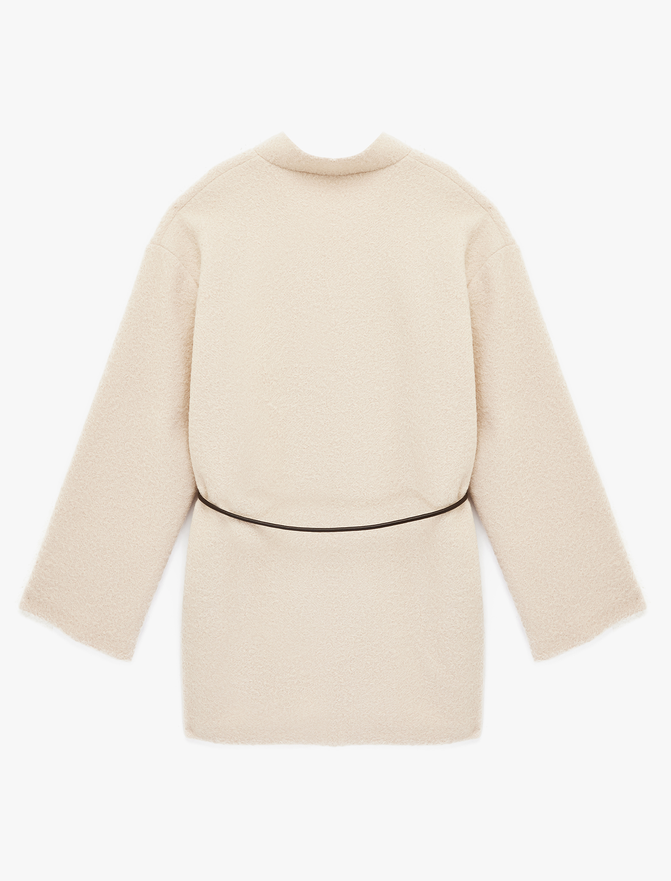   Buklet Kumaş Kemerli Cepli Kruvaze Uzun Kimono Ceket