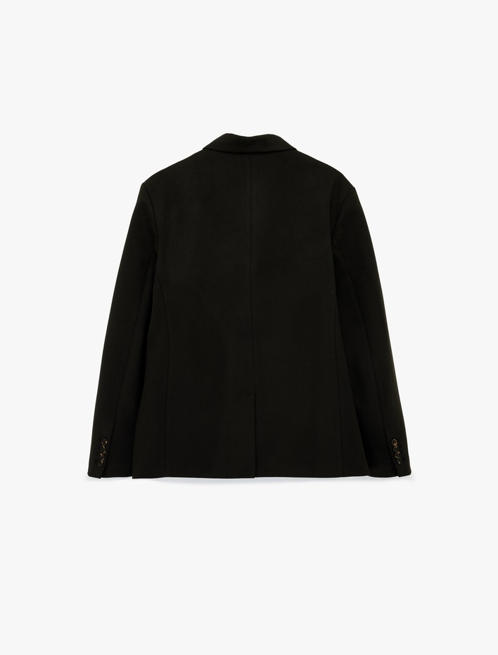 Regular Fit Uzun Kollu Cepli Düğmeli Mono Yaka Blazer Ceket