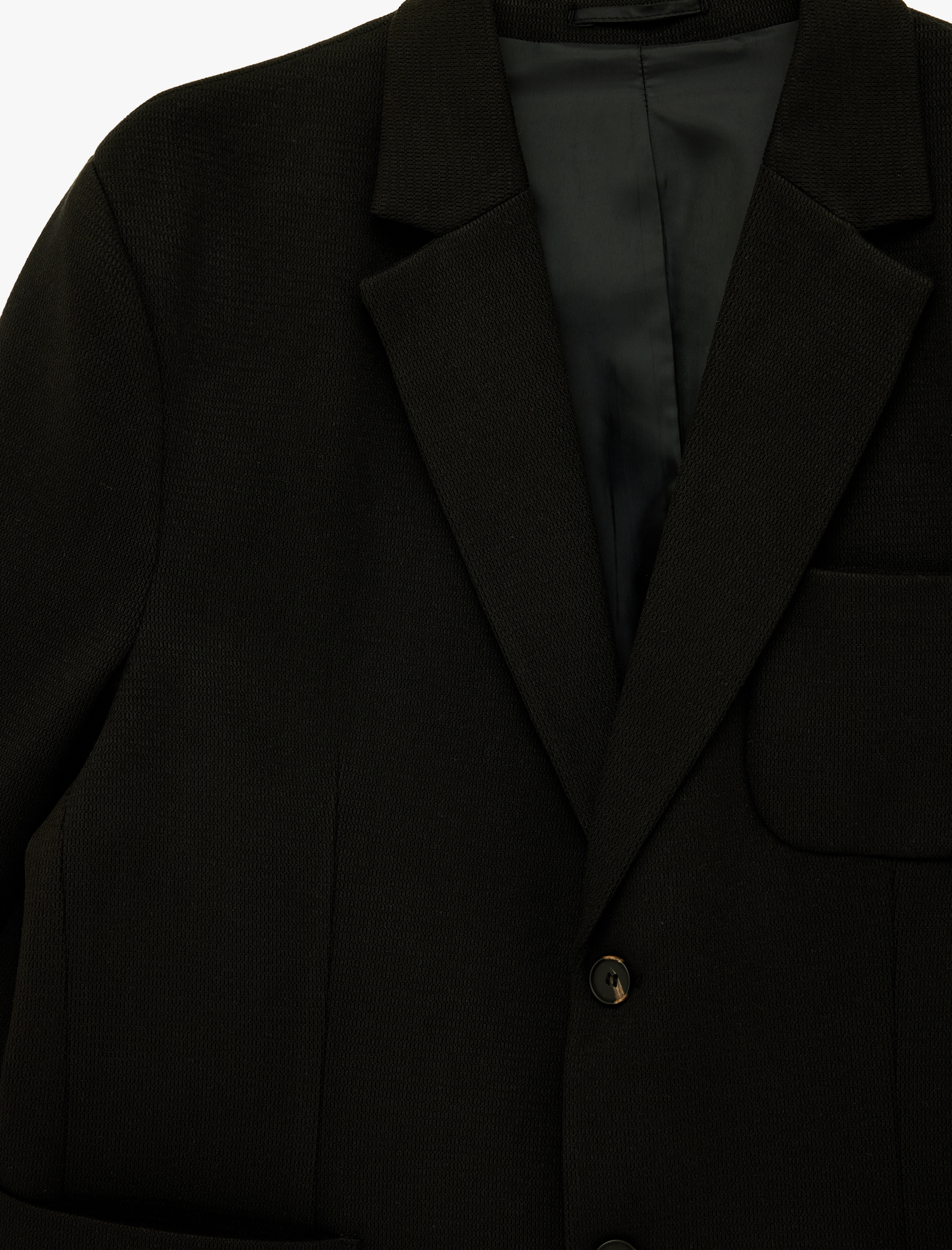   Regular Fit Uzun Kollu Cepli Düğmeli Mono Yaka Blazer Ceket