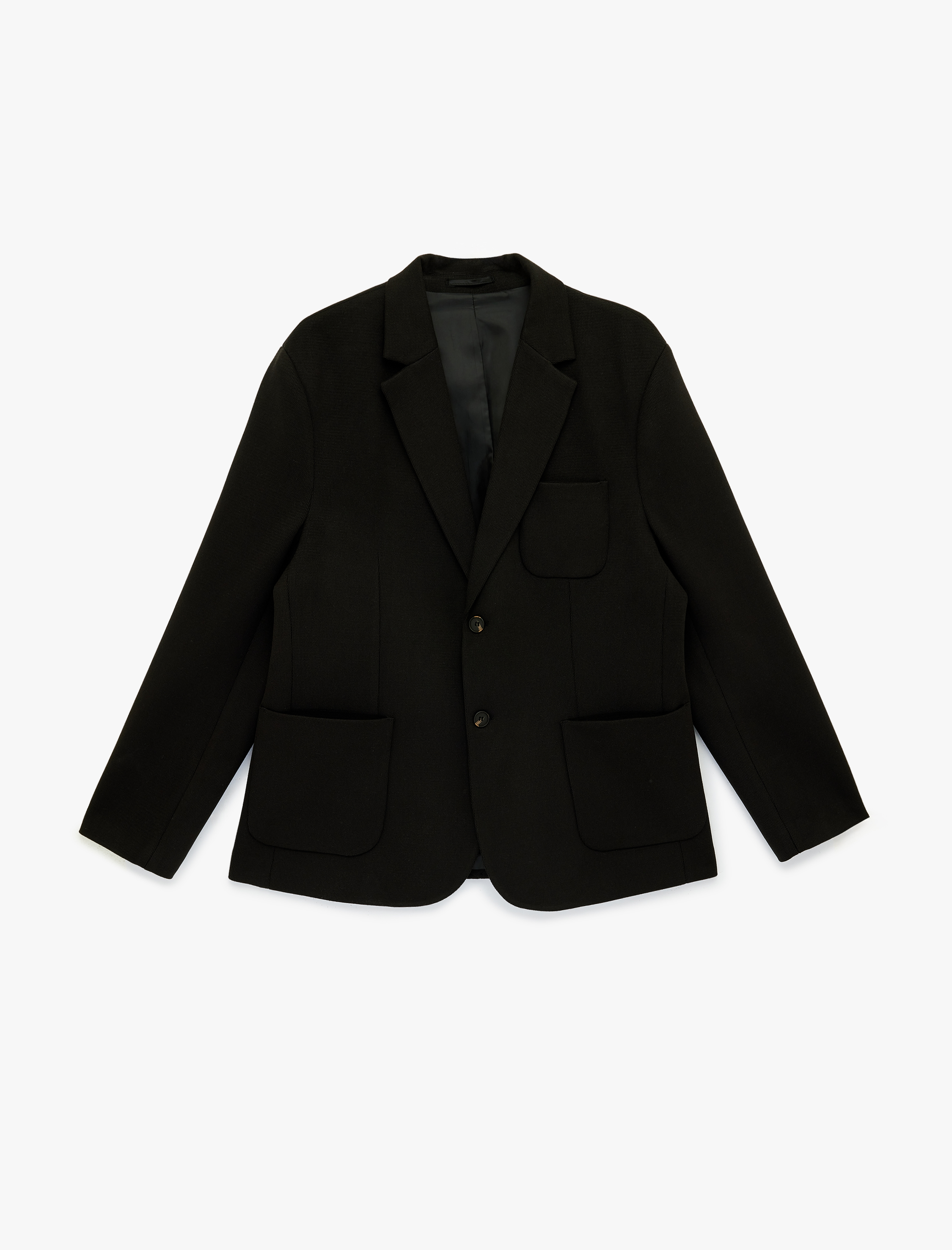   Regular Fit Uzun Kollu Cepli Düğmeli Mono Yaka Blazer Ceket