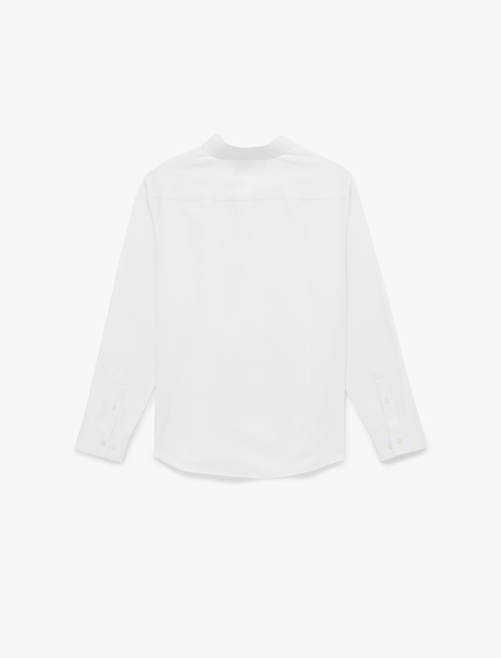  Regular Fit Düğmeli Uzun Kollu Yarım İtalyan Yaka Klasik Gömlek