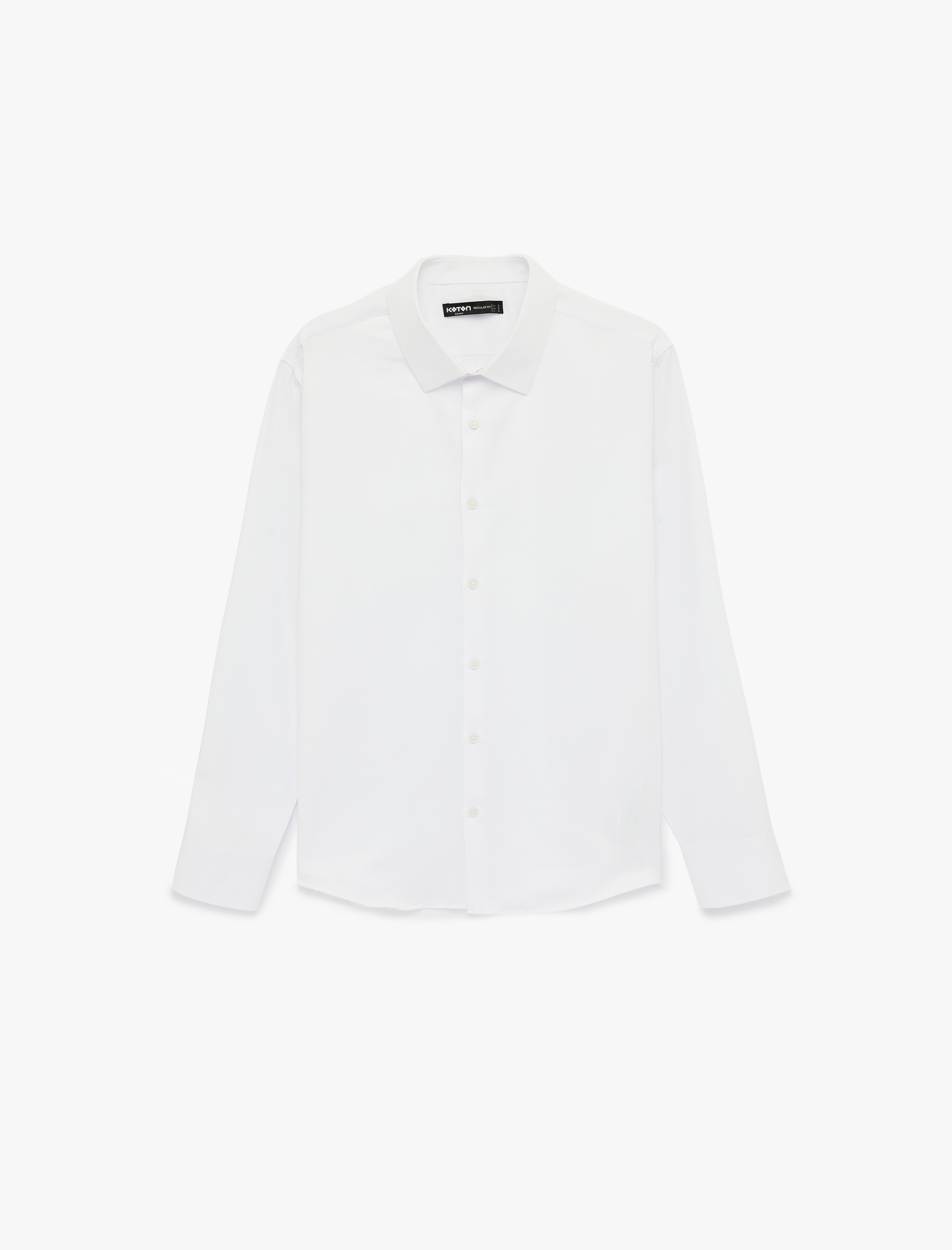   Regular Fit Düğmeli Uzun Kollu Yarım İtalyan Yaka Klasik Gömlek