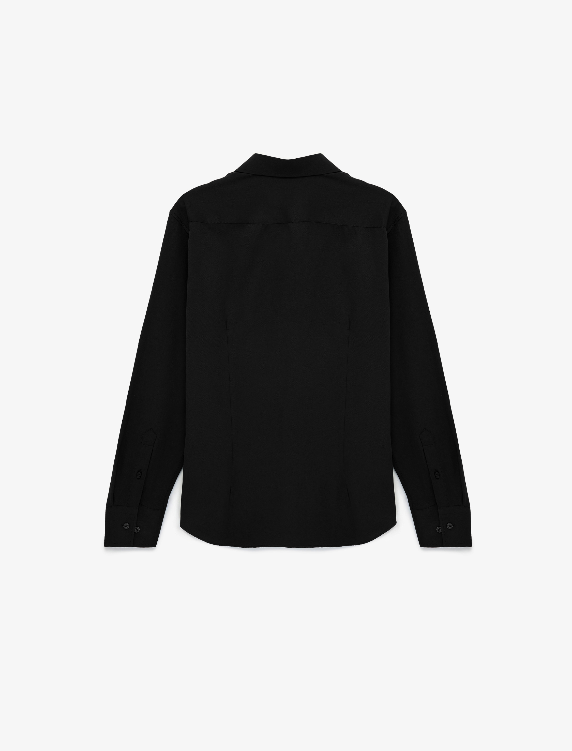   Regular Fit Düğmeli Uzun Kollu Yarım İtalyan Yaka Klasik Gömlek