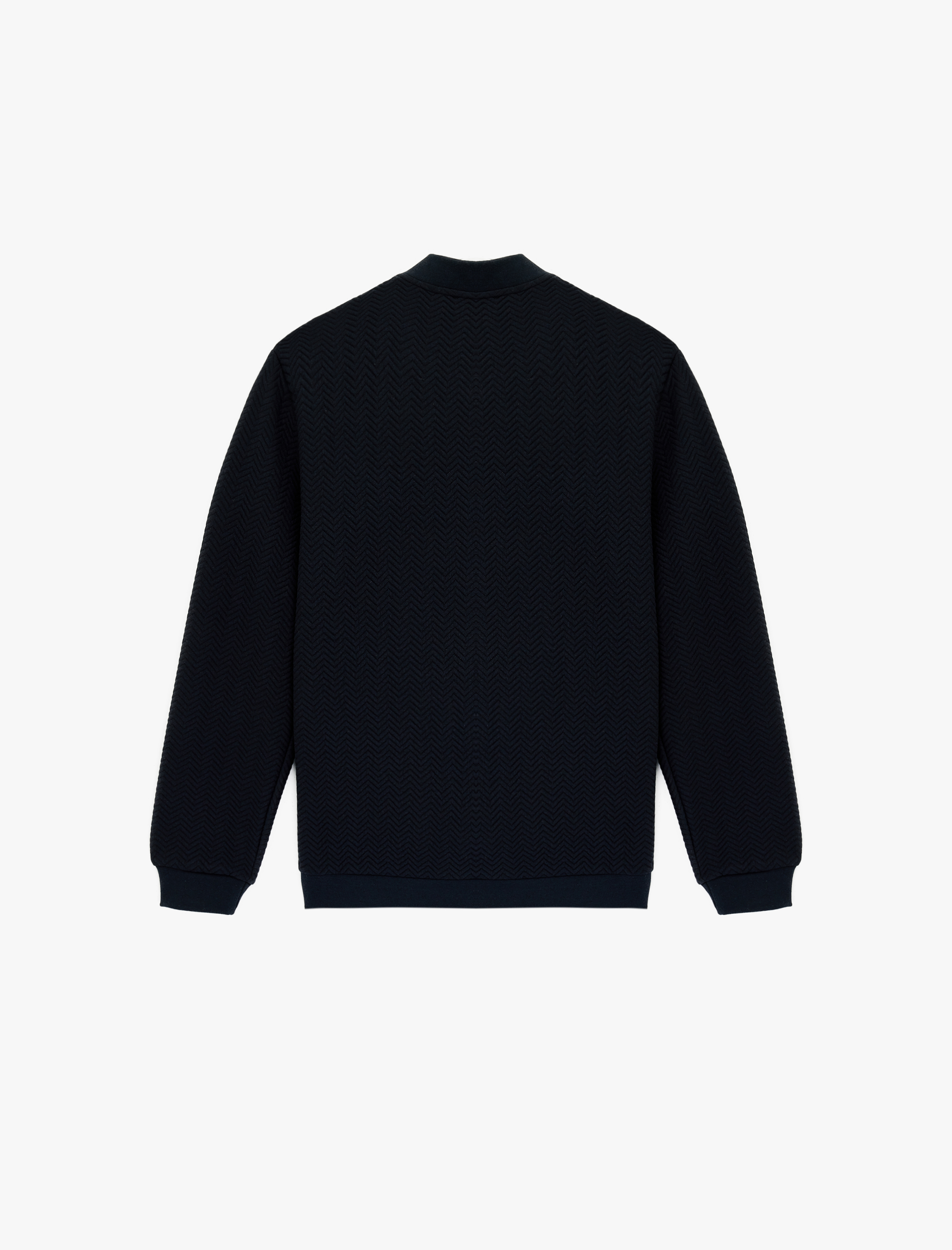   Uzun Kollu Dokulu Kapitone Fermuarlı Mevsimlik Ceket