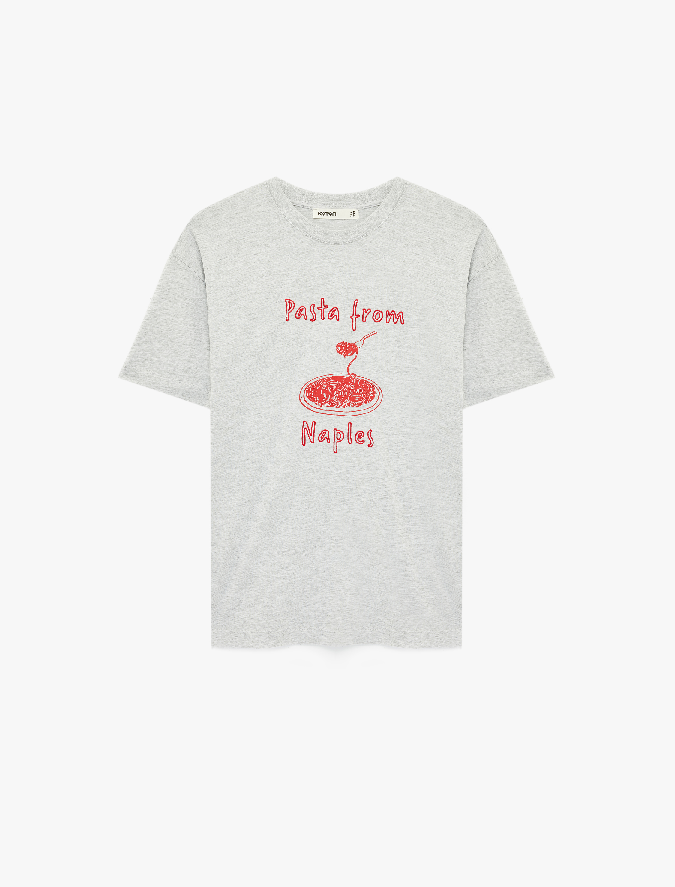   Kısa Kollu Bisiklet Yaka Nakış ve Baskı Detaylı Tişört