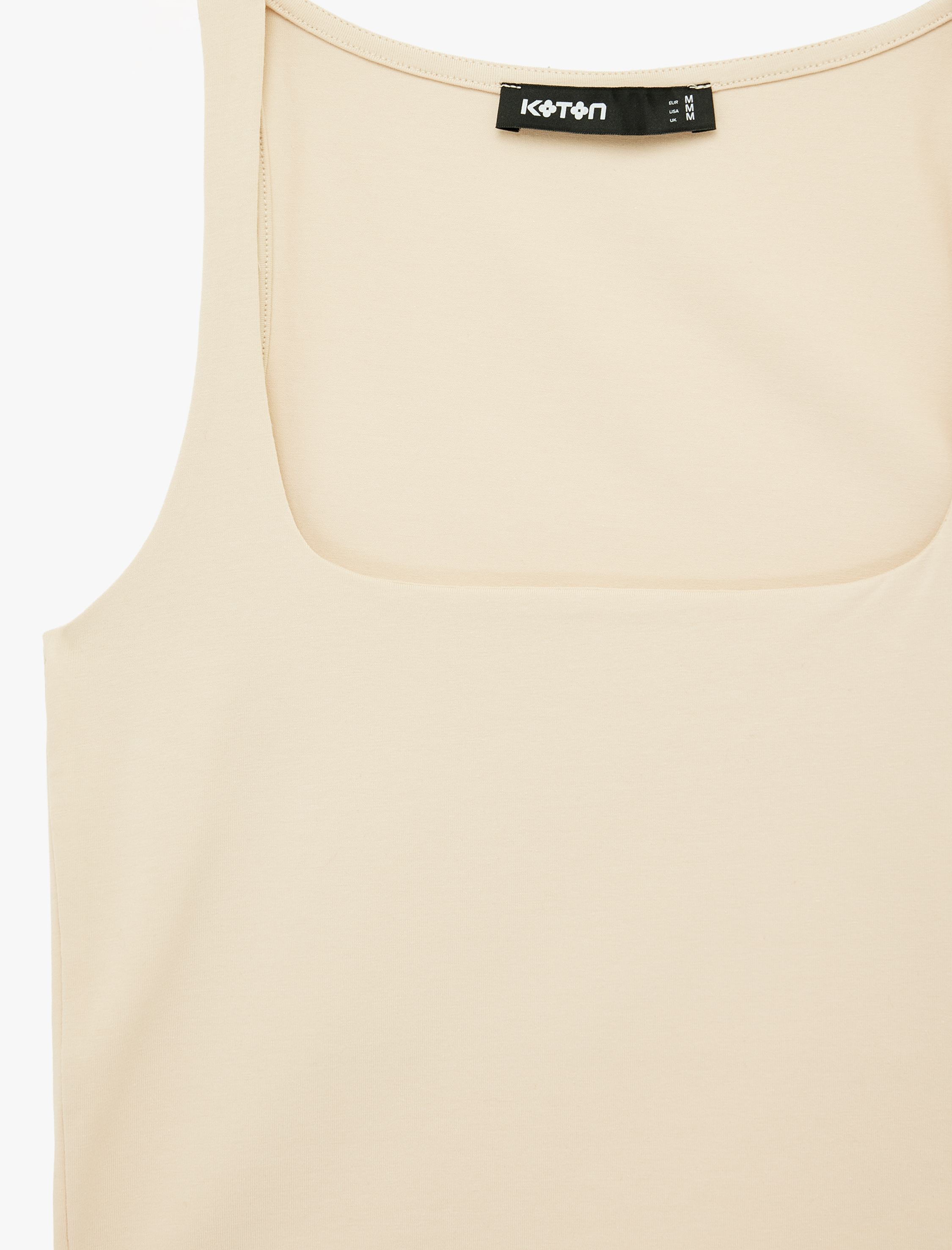   Pamuklu Likralı Kolsuz Kare Yaka Bluz