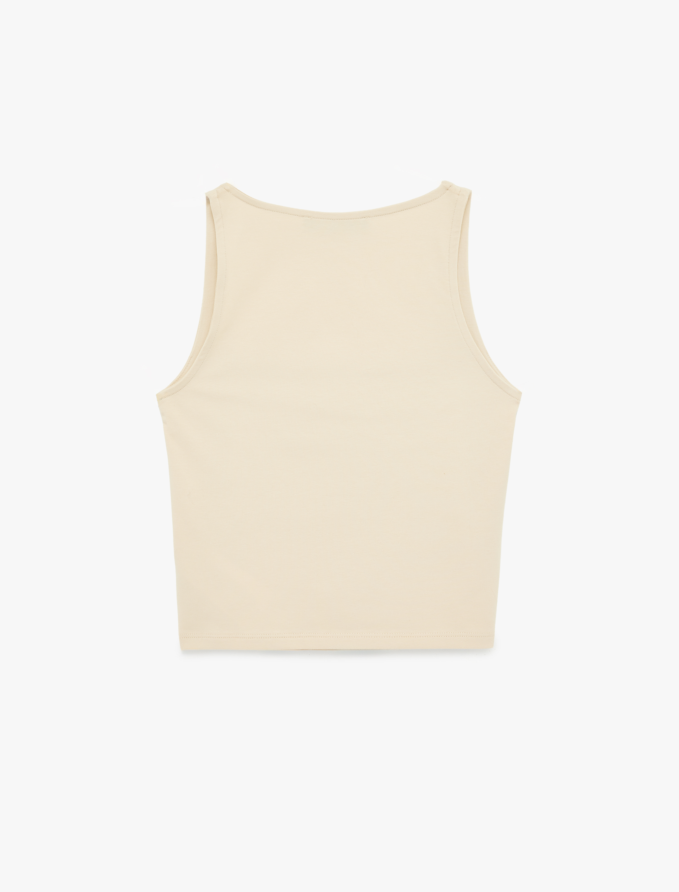   Pamuklu Likralı Kolsuz Kare Yaka Bluz