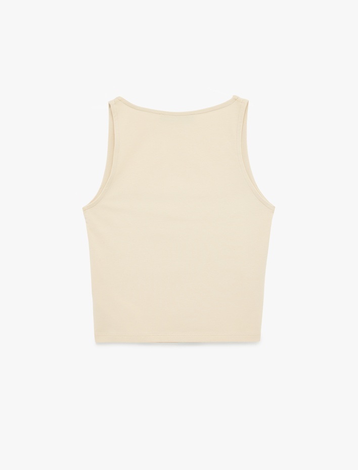  Pamuklu Likralı Kolsuz Kare Yaka Bluz