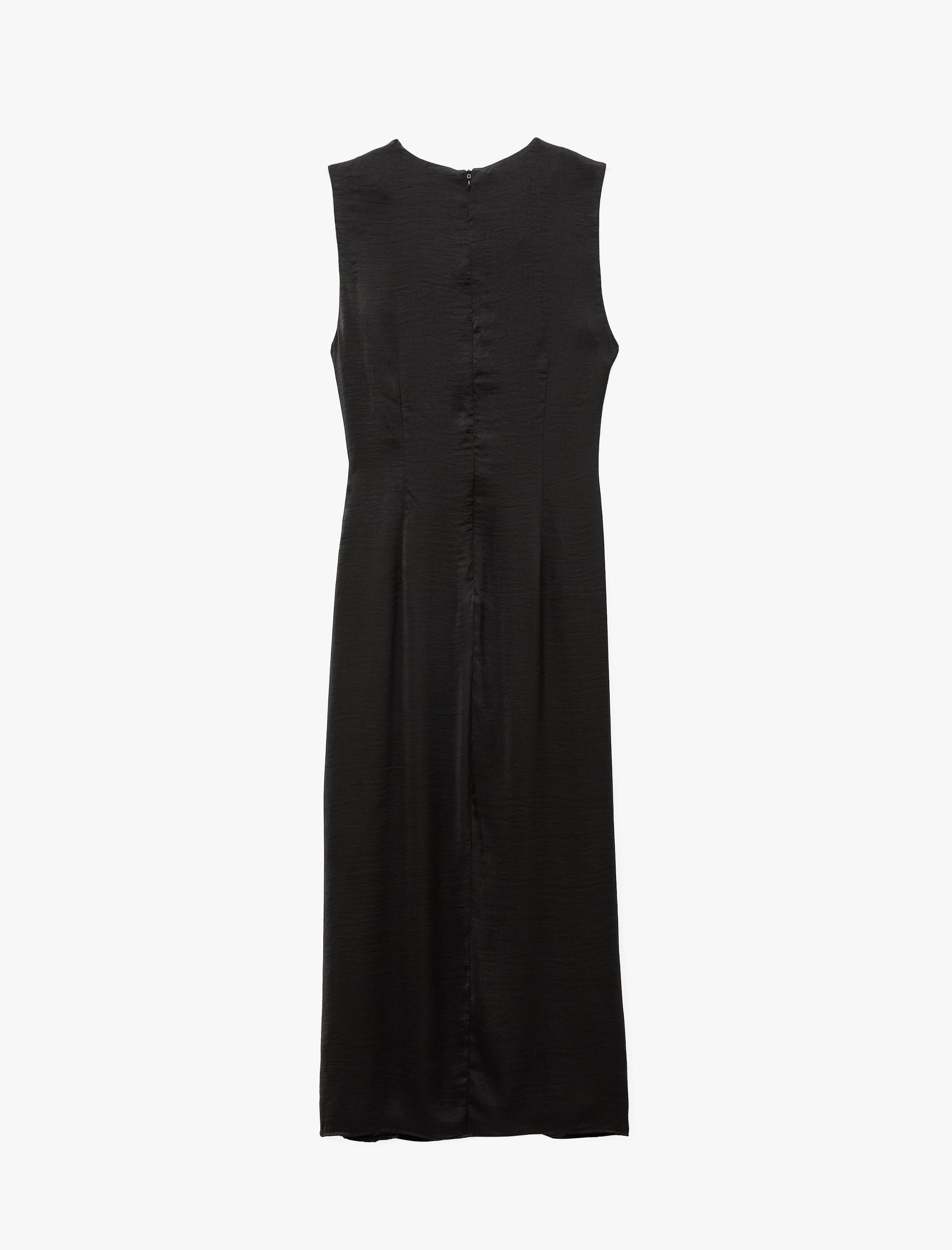   Kolsuz Bisiklet Yaka Aksesuar Detaylı Midi Boy Aerobin Saten Elbise