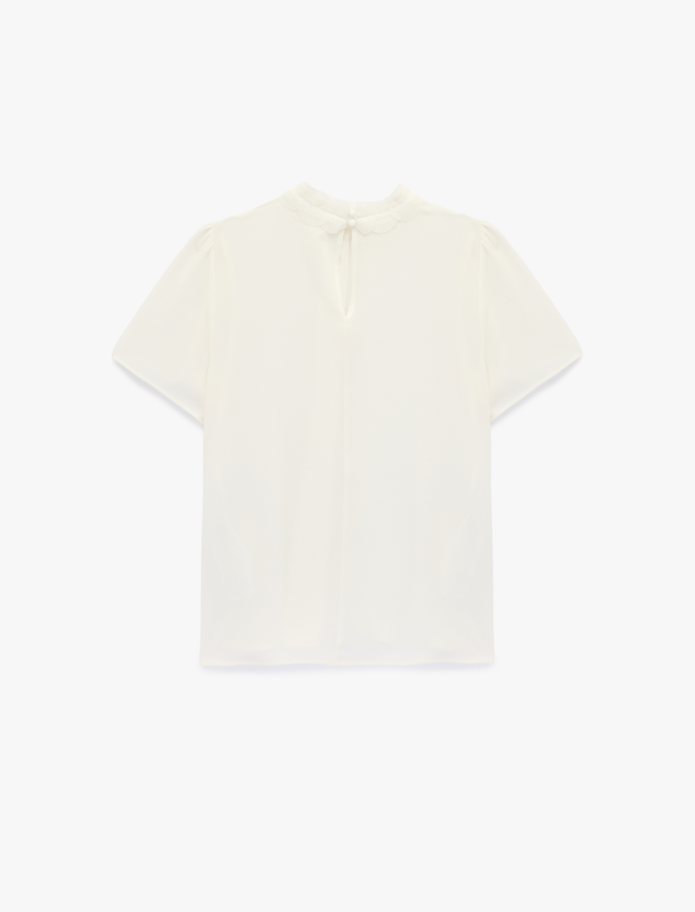   Dantel Detaylı Kısa Kollu Bisiklet Yaka Bluz