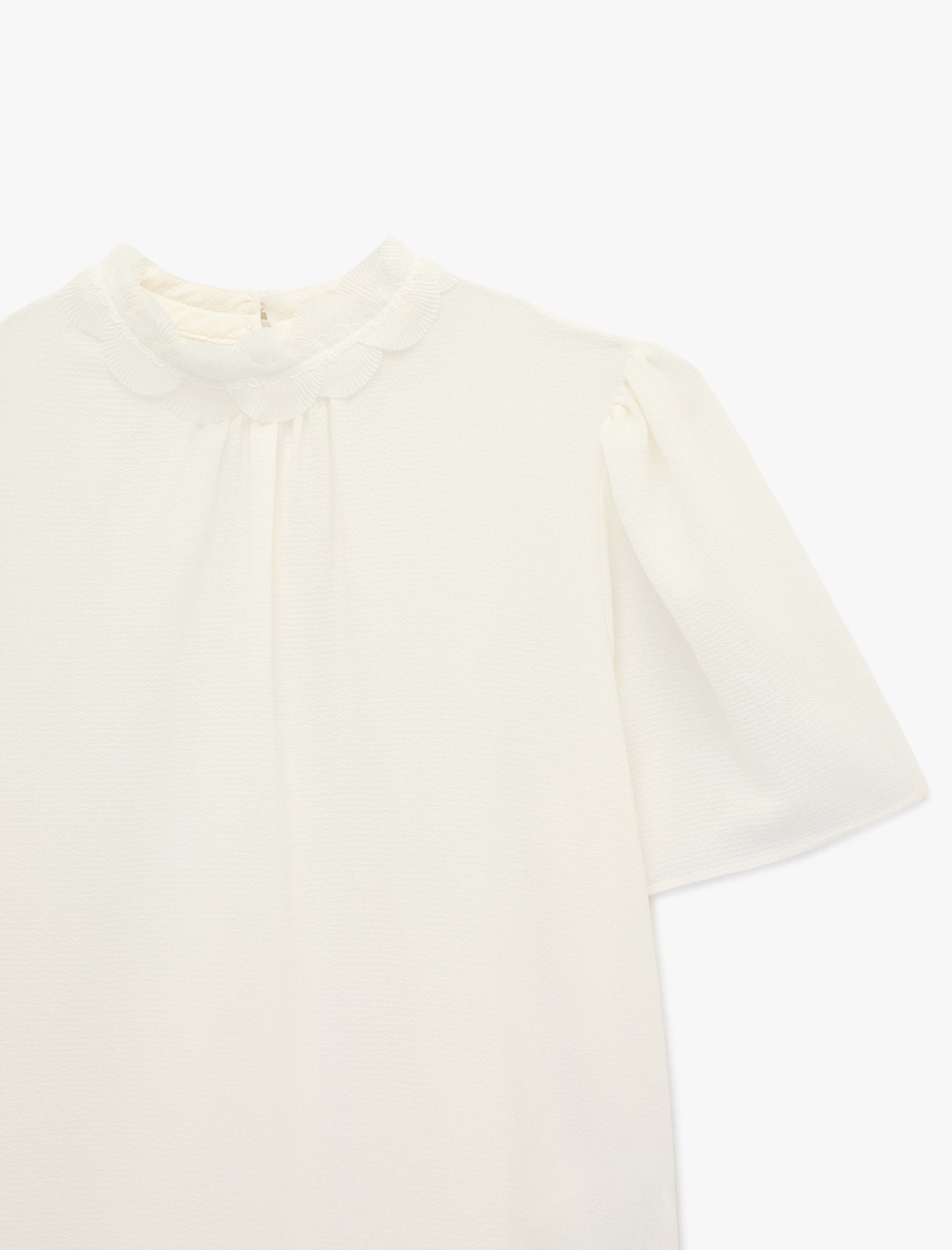   Dantel Detaylı Kısa Kollu Bisiklet Yaka Bluz