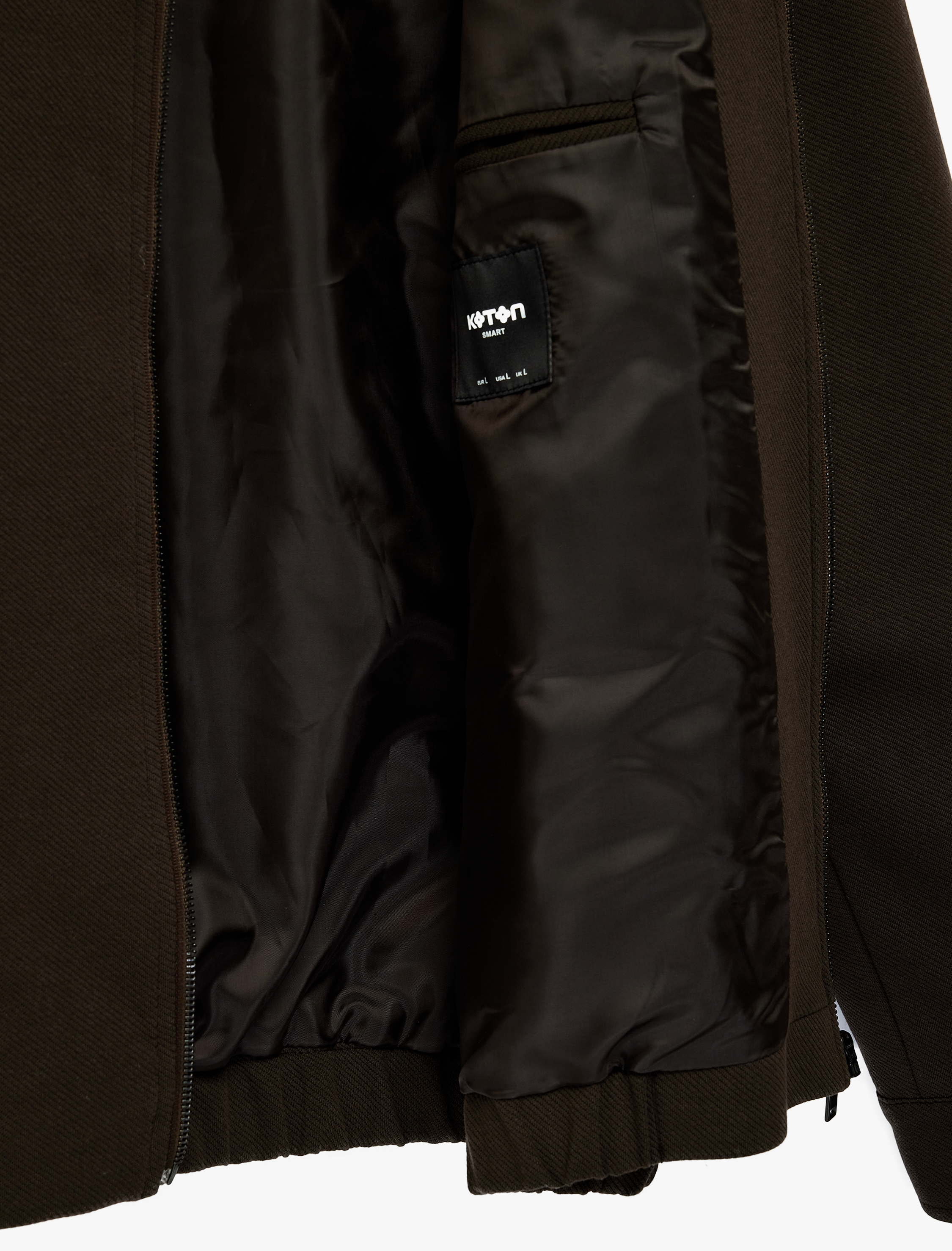   Regular Fit Uzun Kollu Cepli Gömlek Yaka Fermuarlı Bomber Ceket