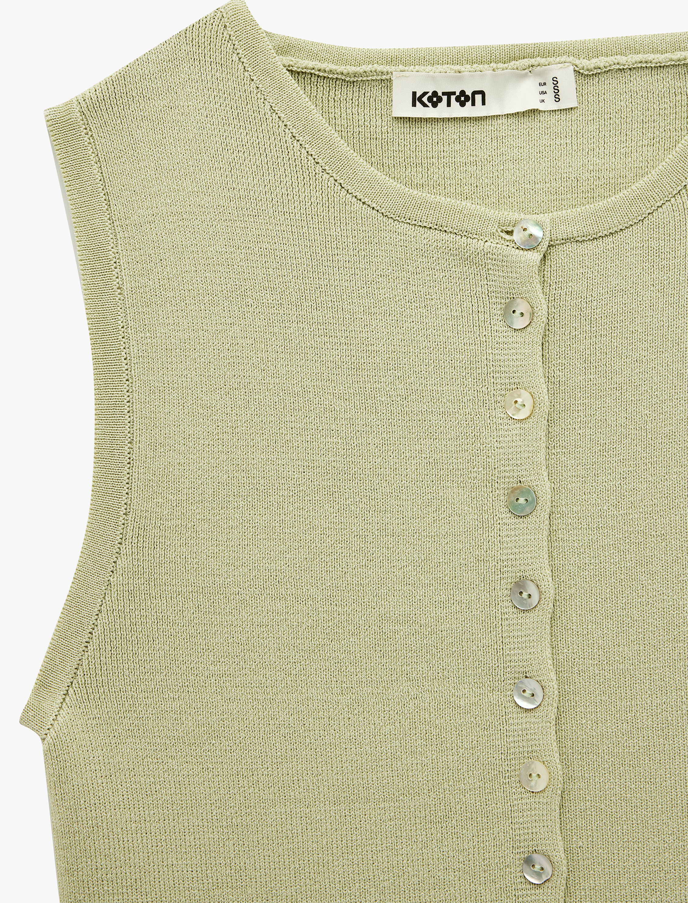   Fırfırlı Düğmeli Bisiklet Yaka Triko Yelek