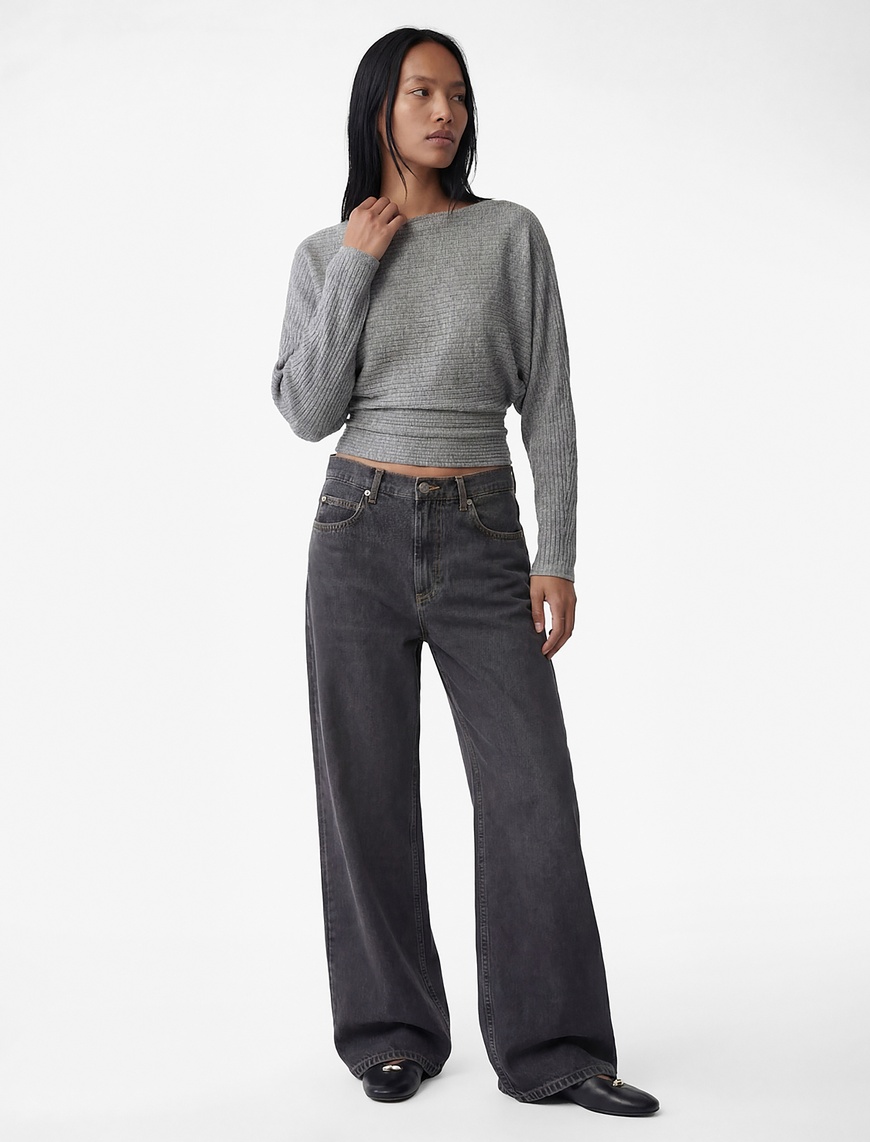 Koton Kadın Regular Fit Uzun Yarasa Kollu Bisiklet Yaka Sweatshirt