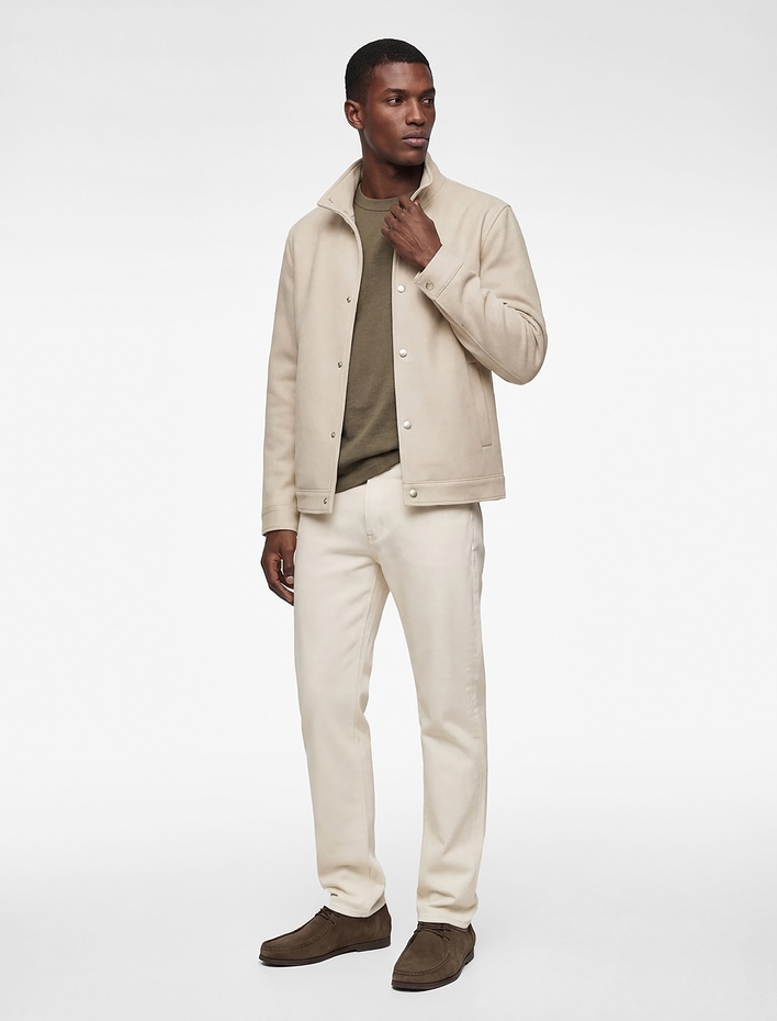  Regular Fit Uzun Kollu Cepli Düğmeli Dik Yaka Kaşe Ceket