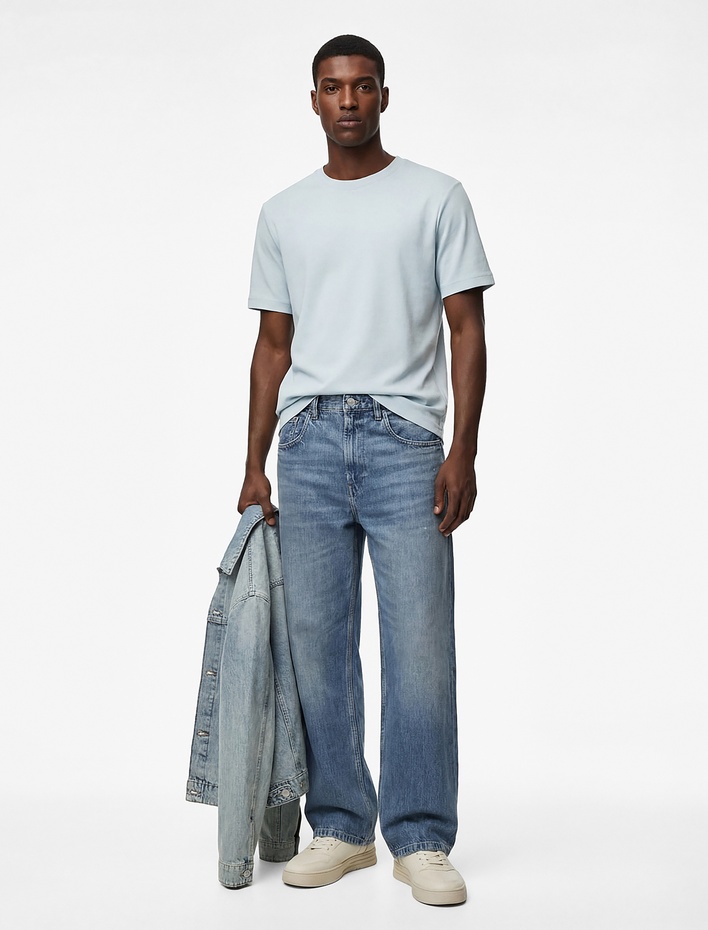  Regular Fit Kısa Kollu Pamuklu Bisiklet Yaka Tişört