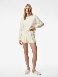 Uzun Kollu Bisiklet Yaka Rahat Kalıp Pijama Takımı