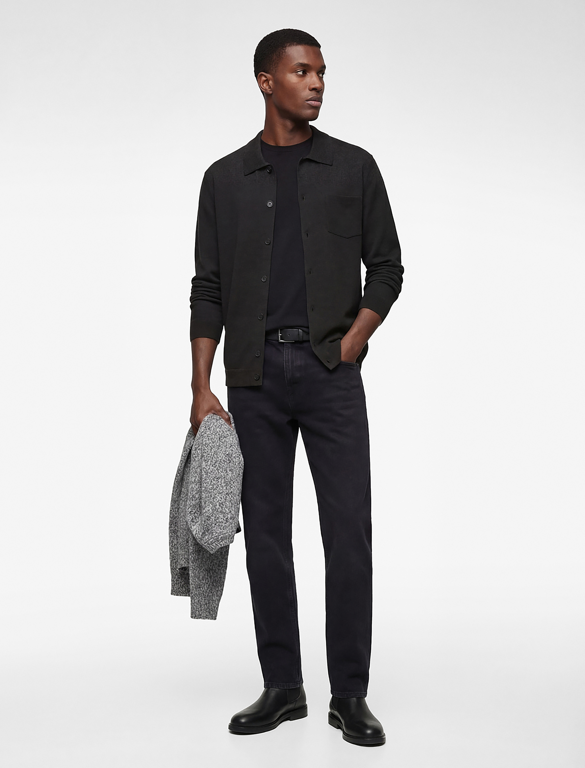   Regular Fit Uzun Kollu Düğmeli Polo Yaka Triko Hırka