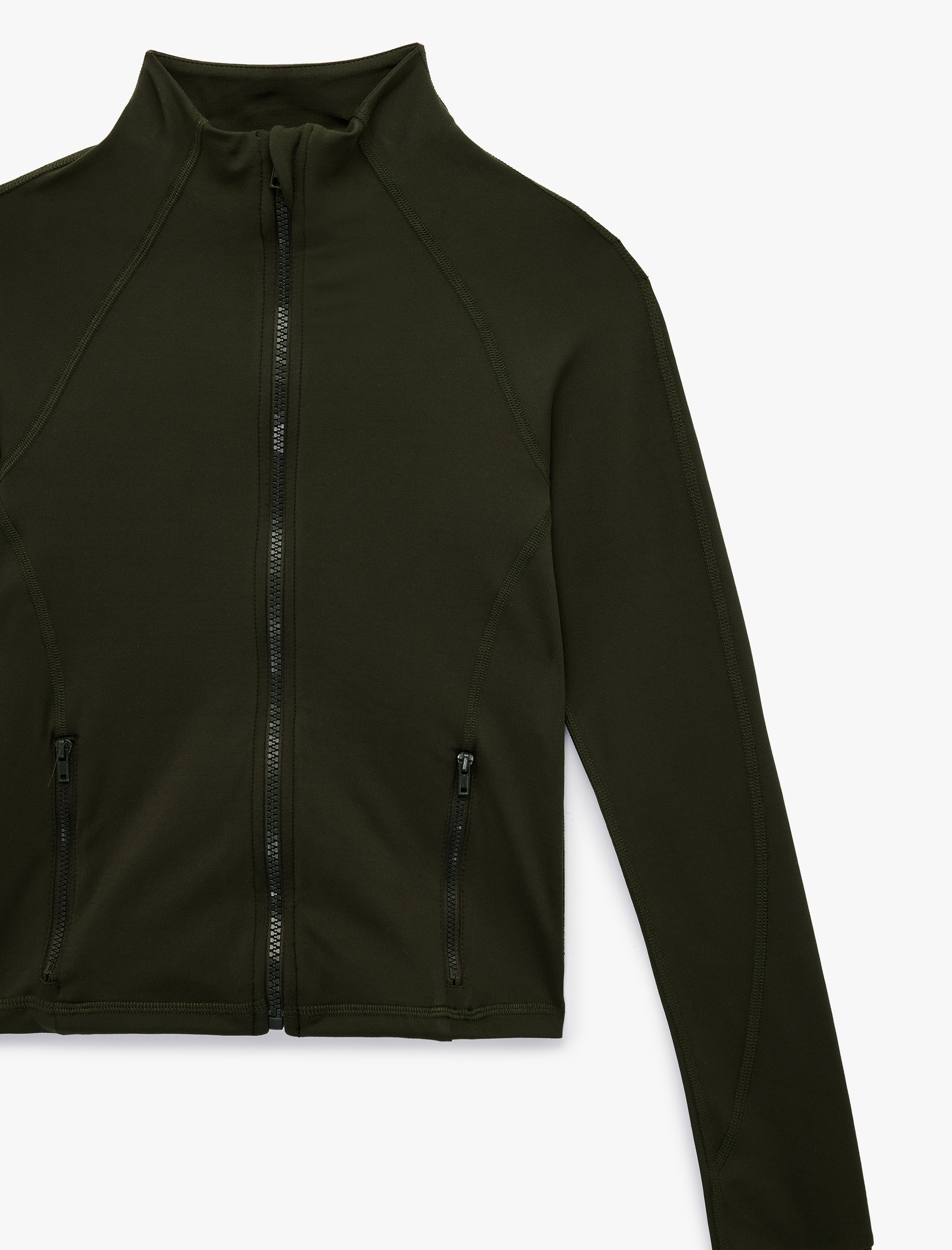   Slim Fit Uzun Kollu Fermuarlı Cep Detaylı Dik Yaka Spor Sweatshirt