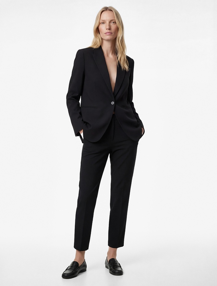  Viskon Karışımlı Ekstra Yüksek Bel Slim Fit Cigarette Pantolon