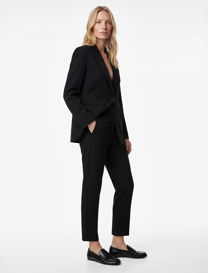  Viskon Karışımlı Ekstra Yüksek Bel Slim Fit Cigarette Pantolon