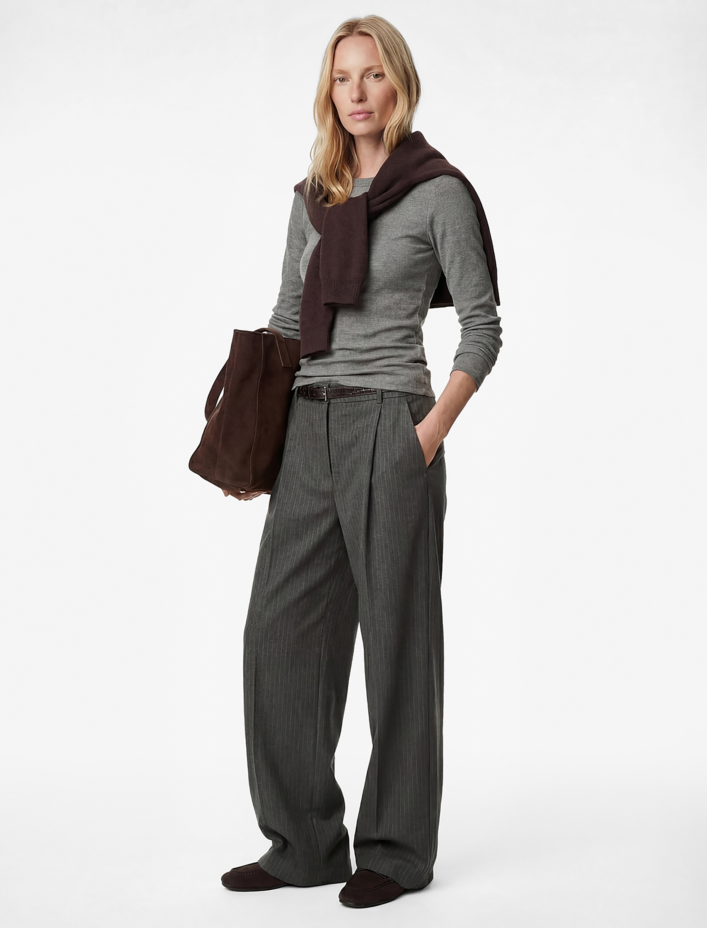   Slim Fit Uzun Kollu Bisiklet Yaka Fitilli Tişört